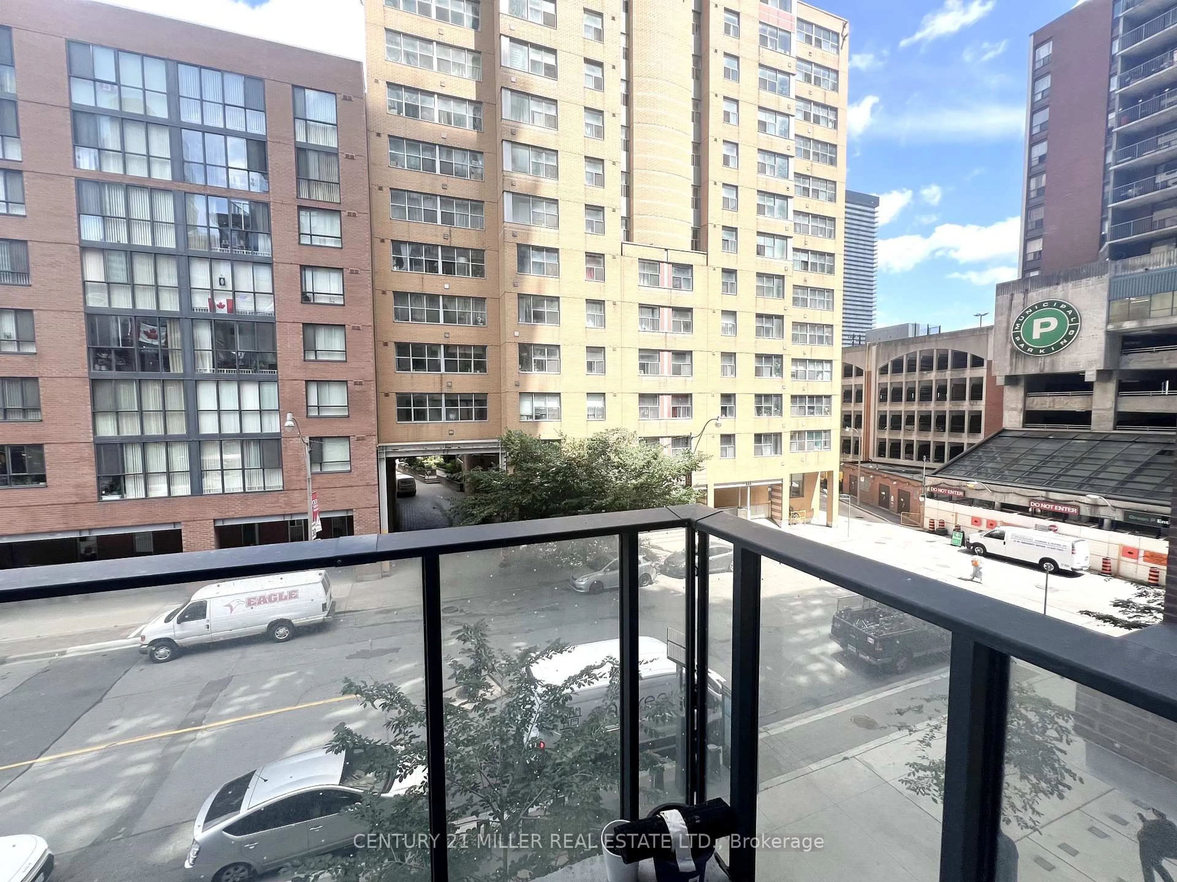 Balcony in the apartment, city buildings view from balcony for 2A Church St #211, Toronto Ontario M5E 0E1