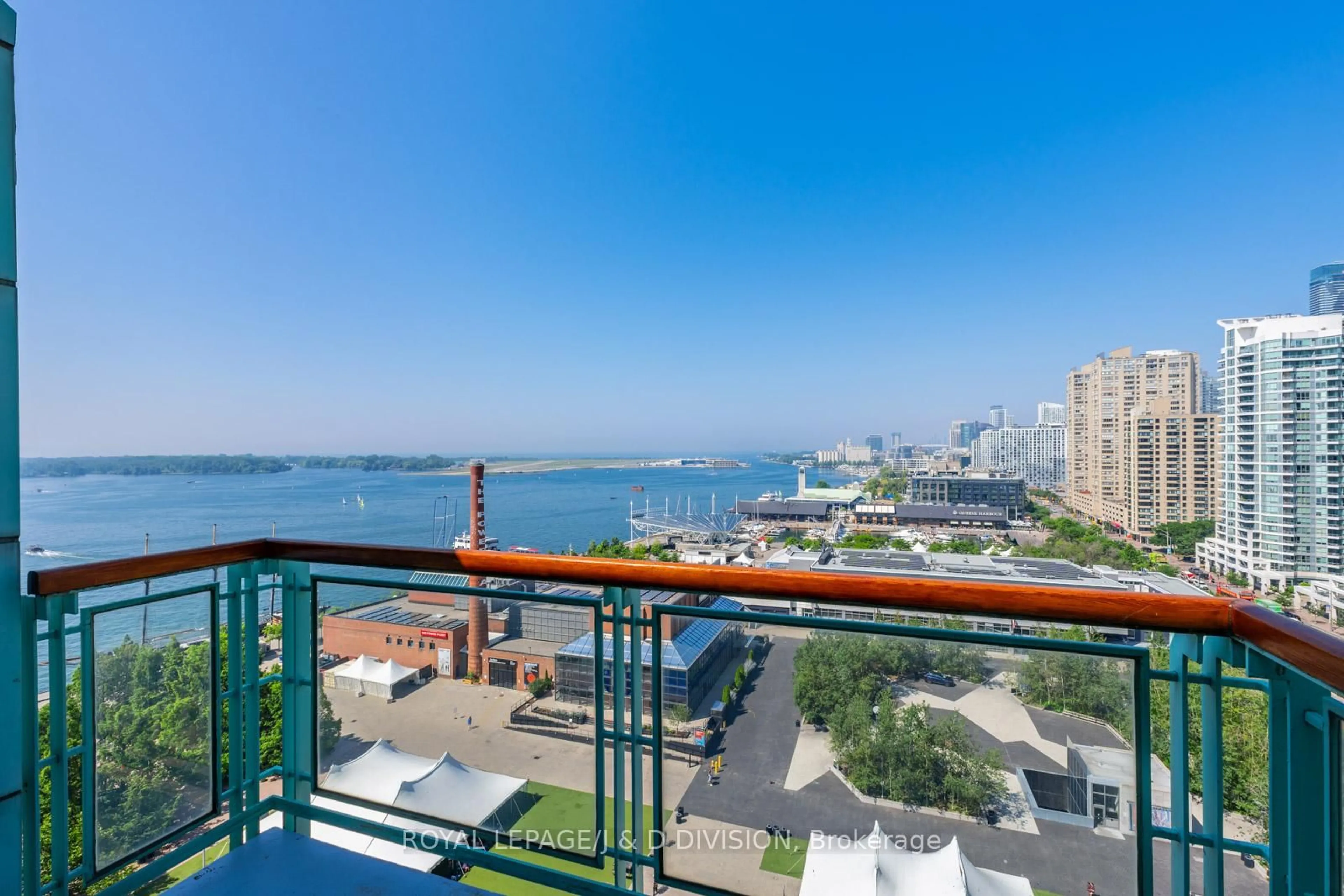 Balcony in the apartment, city buildings view from balcony for 211 Queens Quay #1201, Toronto Ontario M5J 2M6