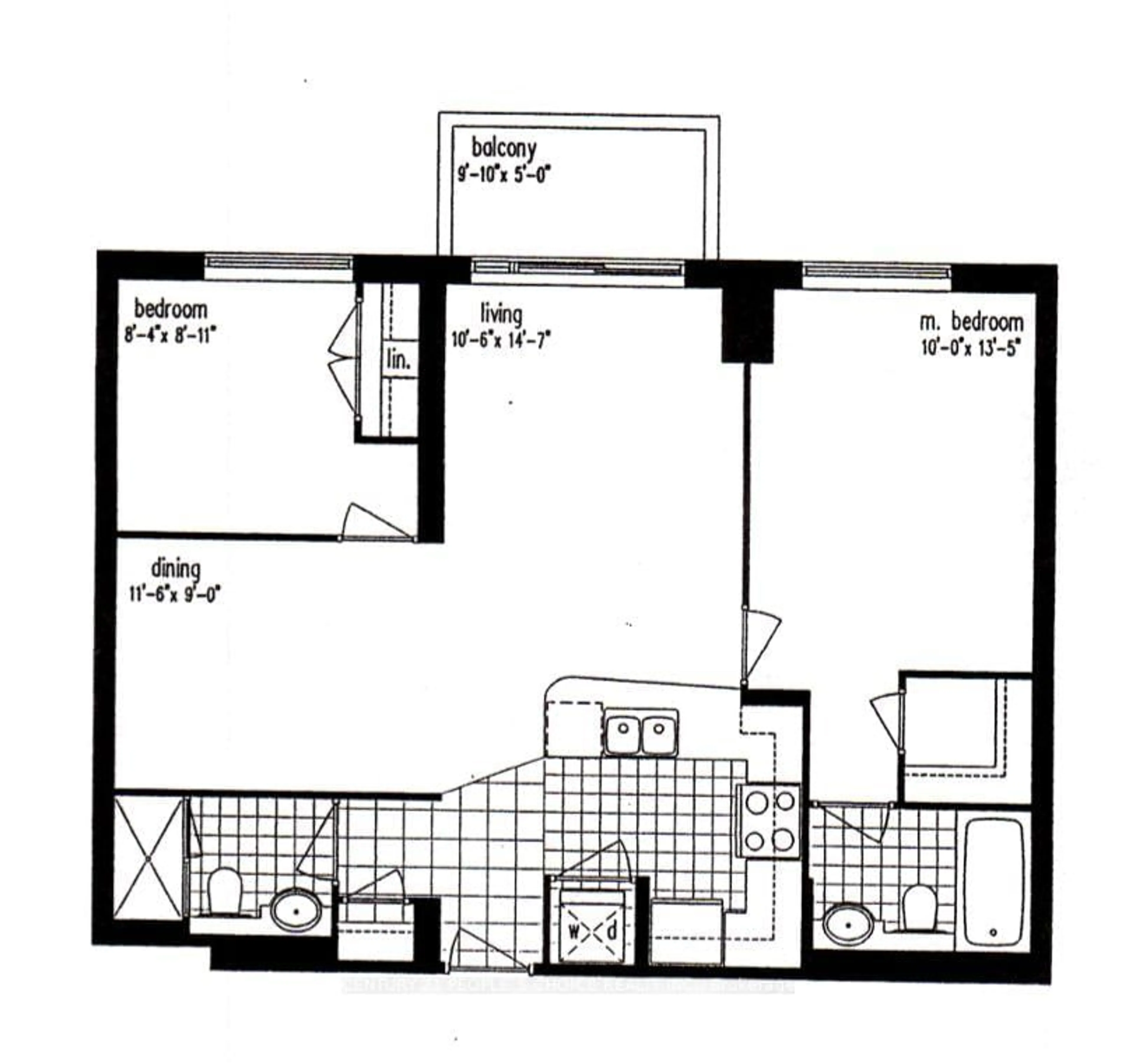 Floor plan for 188 Doris Ave #1507, Toronto Ontario M2N 6Z5