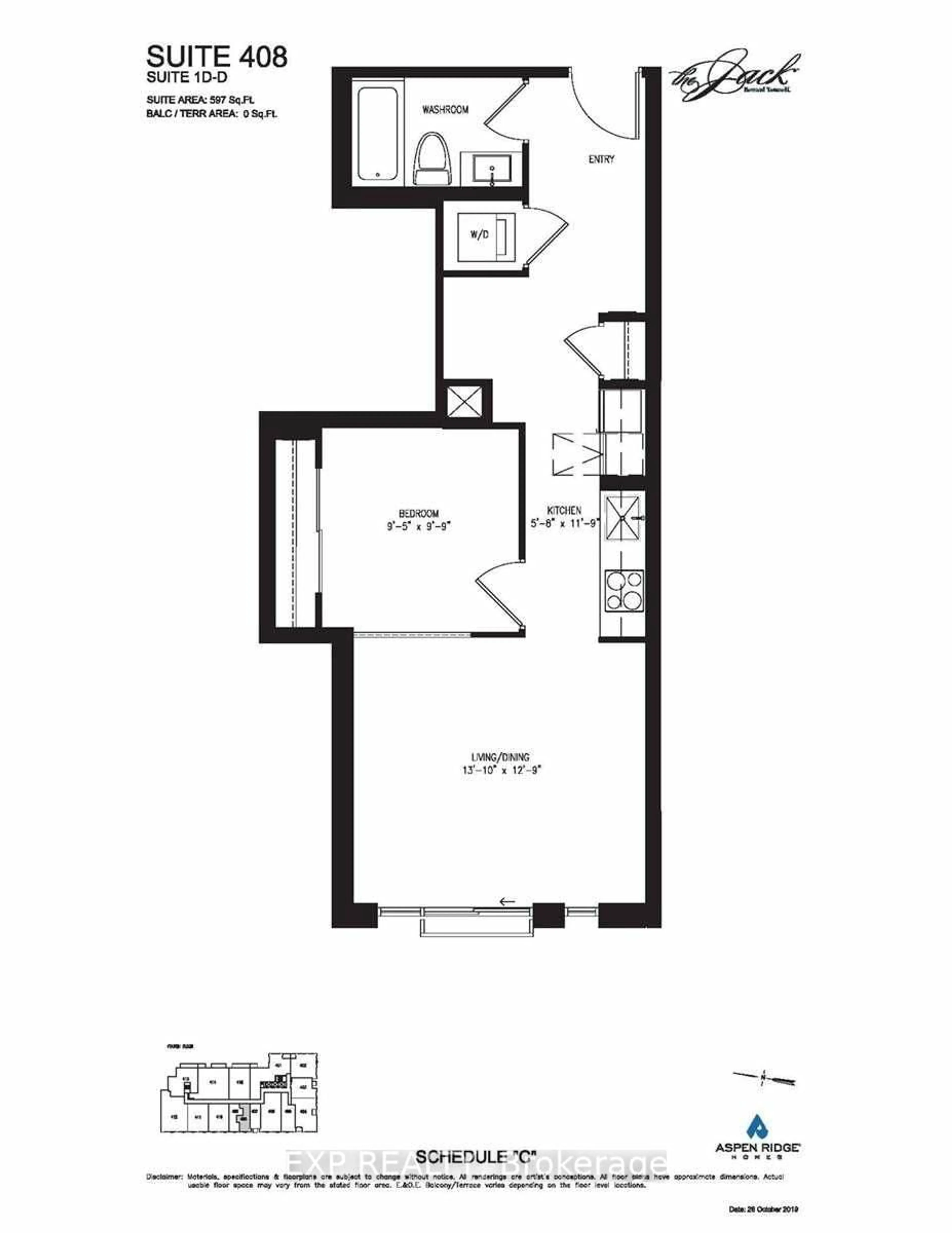 Floor plan for 6 Jackes Ave #408, Toronto Ontario M4T 0A5