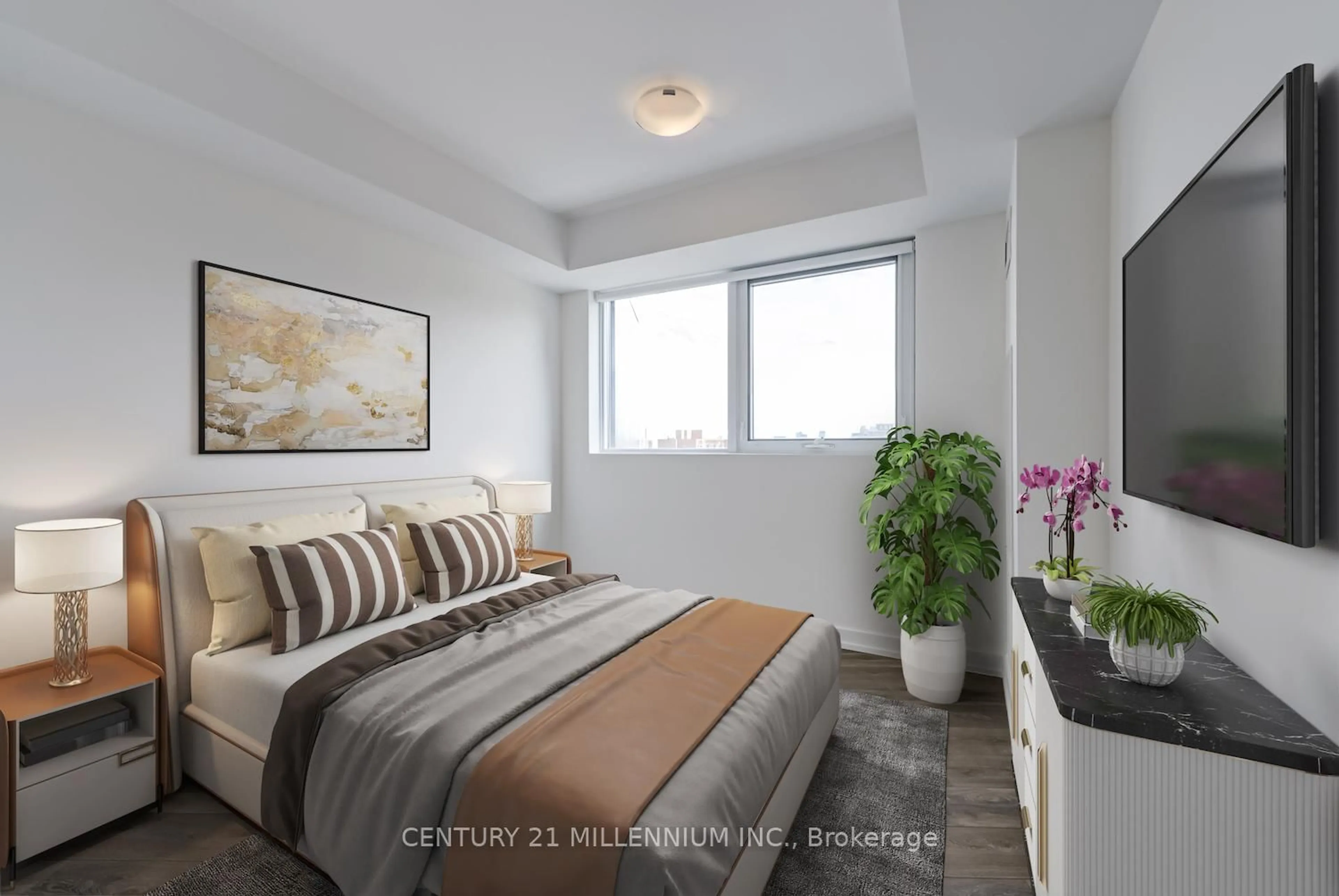Bedroom with bed, unknown for 159 Wellesley St #708, Toronto Ontario M4Y 0H5