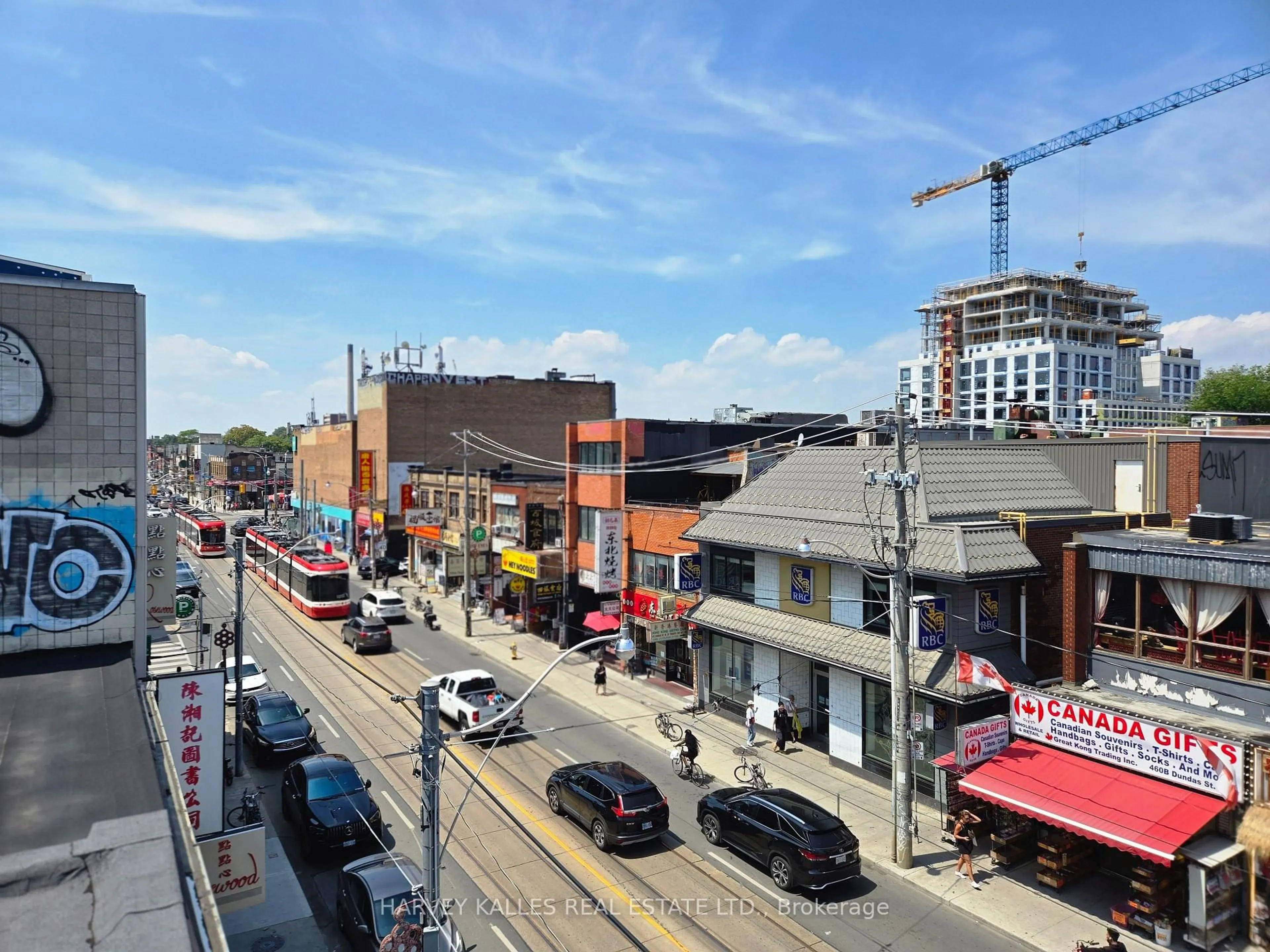 A pic from outside/outdoor area/front of a property/back of a property/a pic from drone, city buildings view from balcony for 453 Dundas St, Toronto Ontario M5J 2Y5