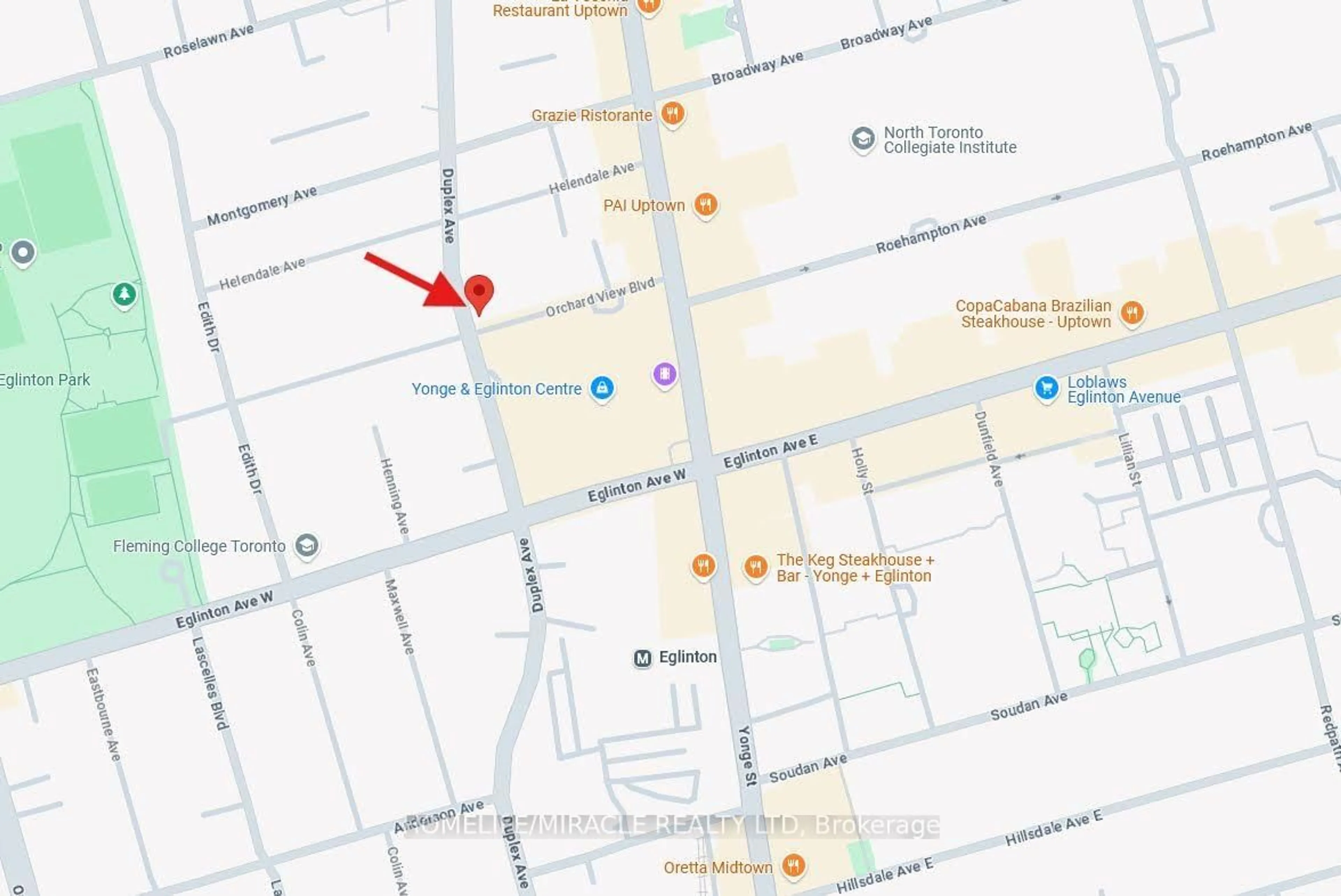 Picture of a map for 58 Orchard View Blvd #708, Toronto Ontario M4R 0A2