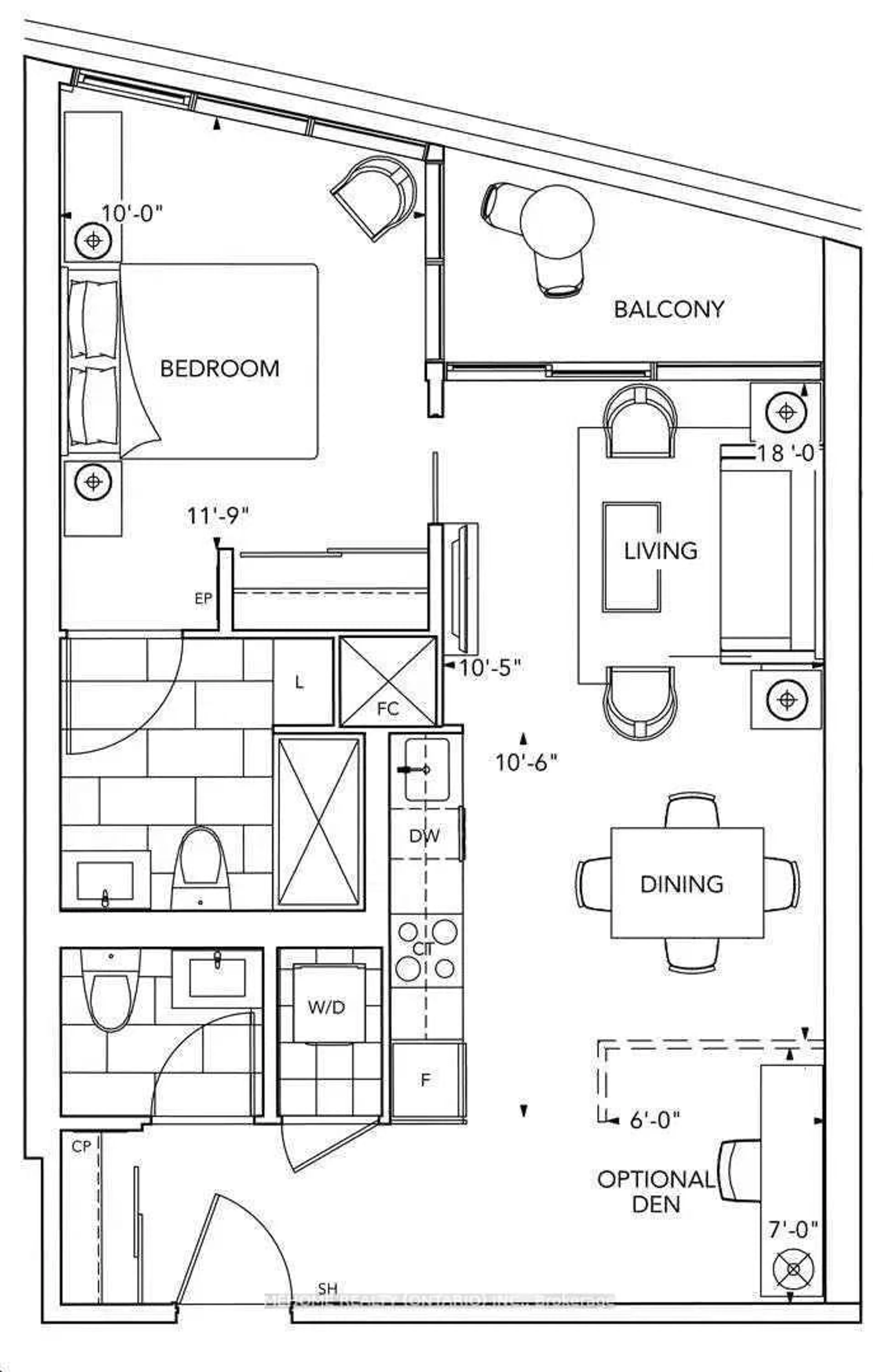 Floor plan for 585 Bloor St #2324, Toronto Ontario M4W 0B3