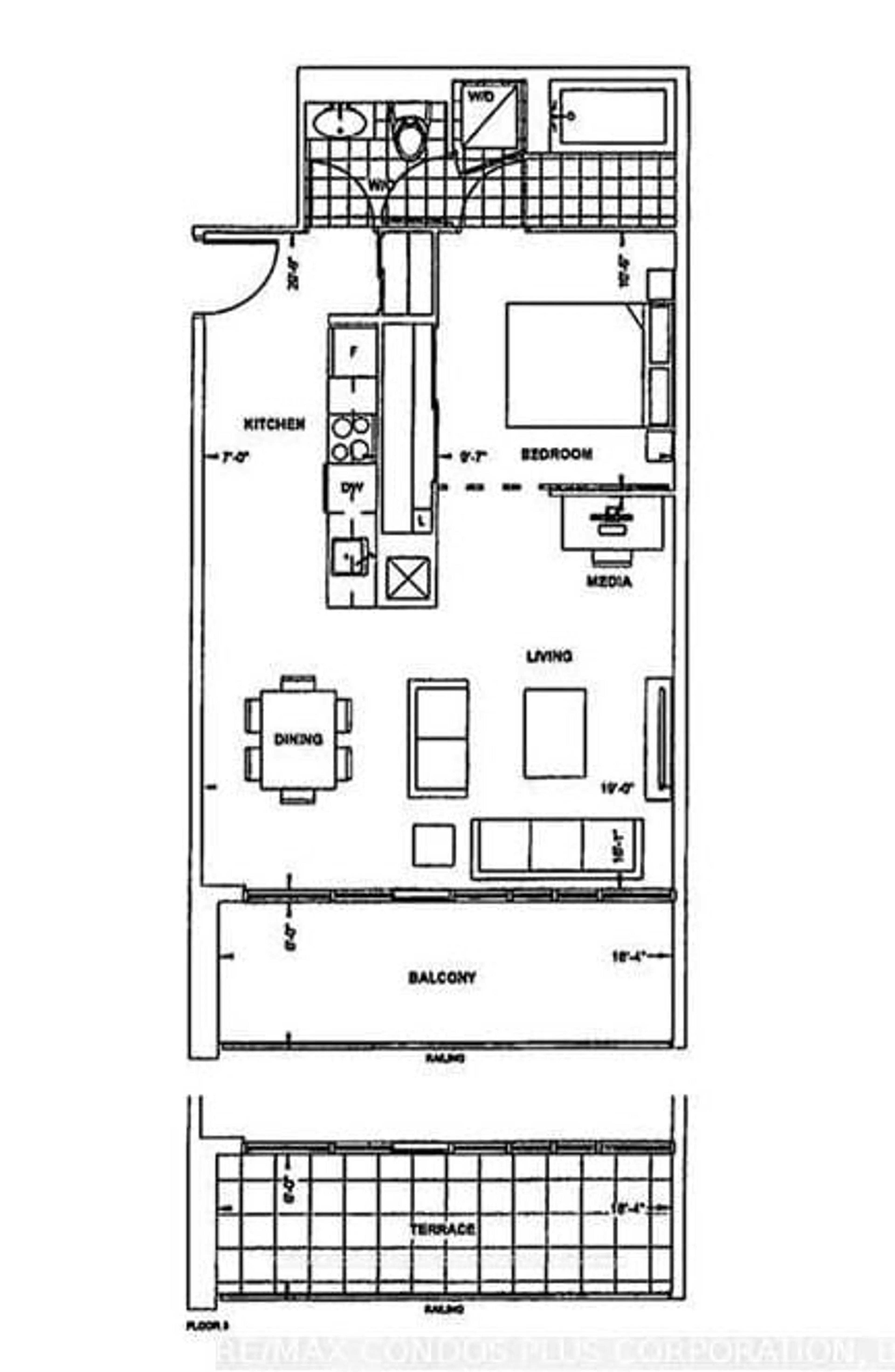 Floor plan for 330 Richmond St #518, Toronto Ontario M5V 1X2