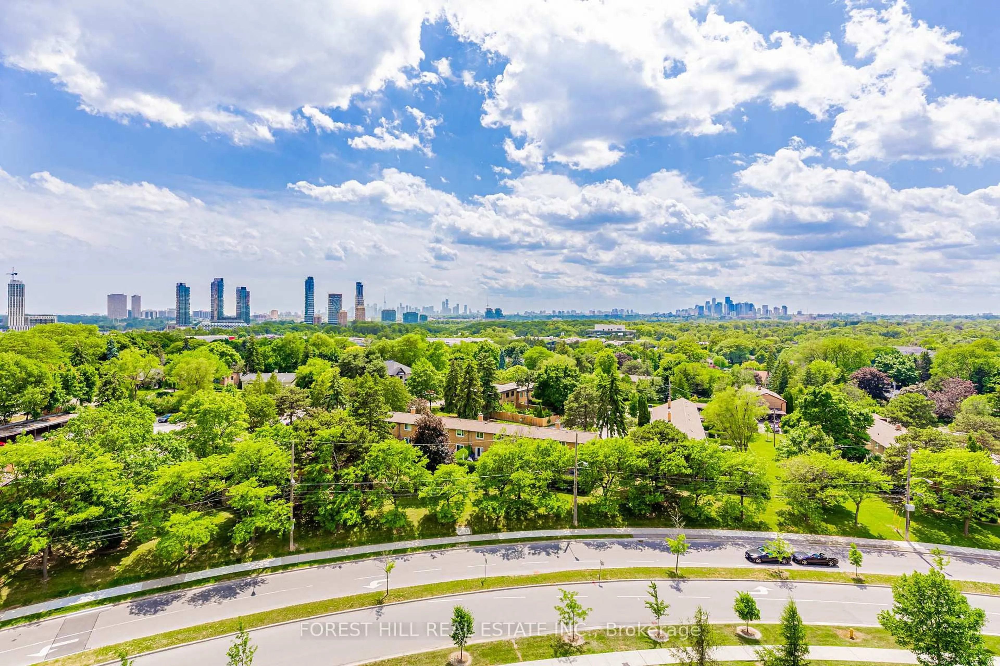 A pic from outside/outdoor area/front of a property/back of a property/a pic from drone, city buildings view from balcony for 20 O'Neil Rd #815, Toronto Ontario M3C 0R2