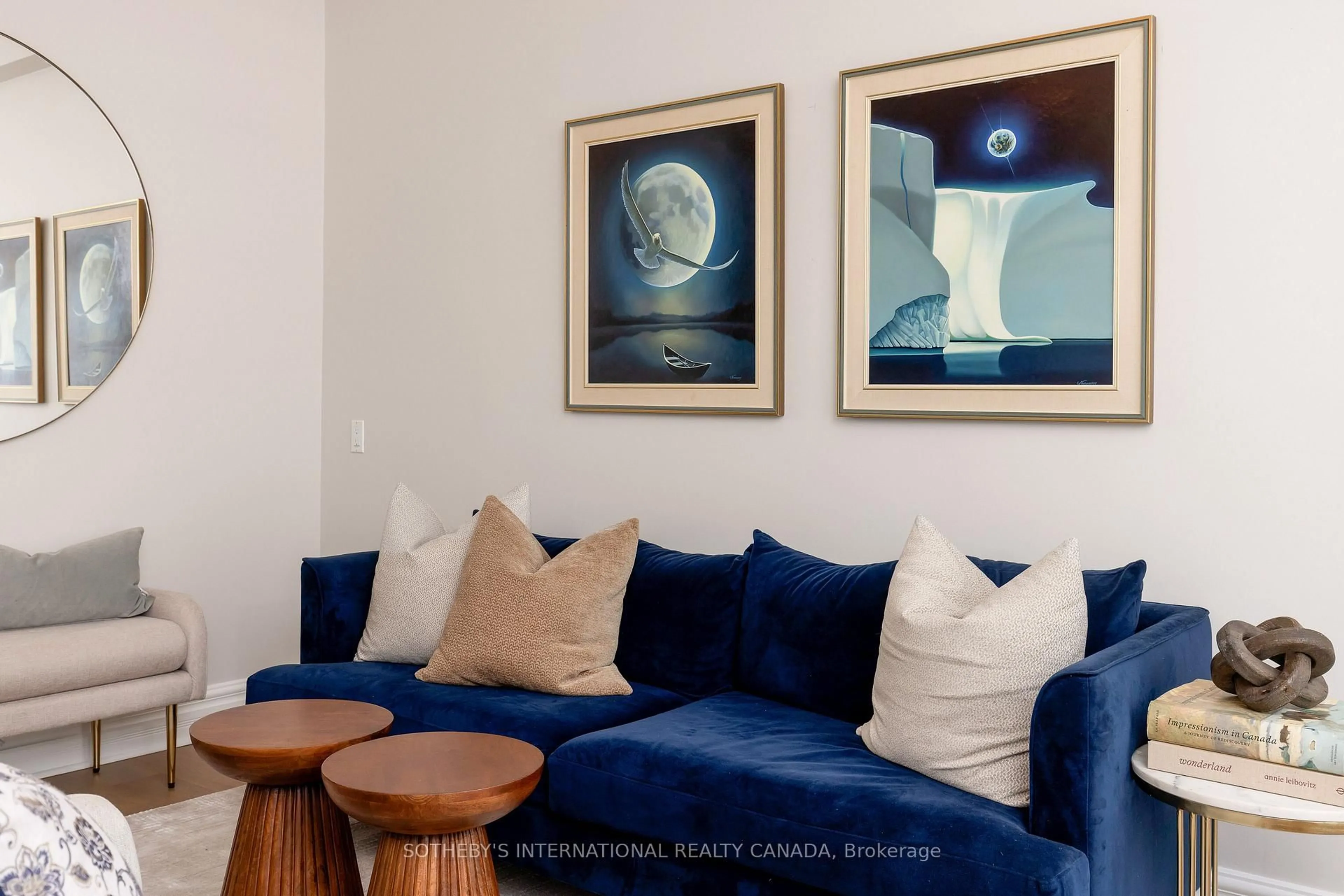 Living room with furniture, wood/laminate floor for 57 Woodlawn Ave, Toronto Ontario M4V 1G6