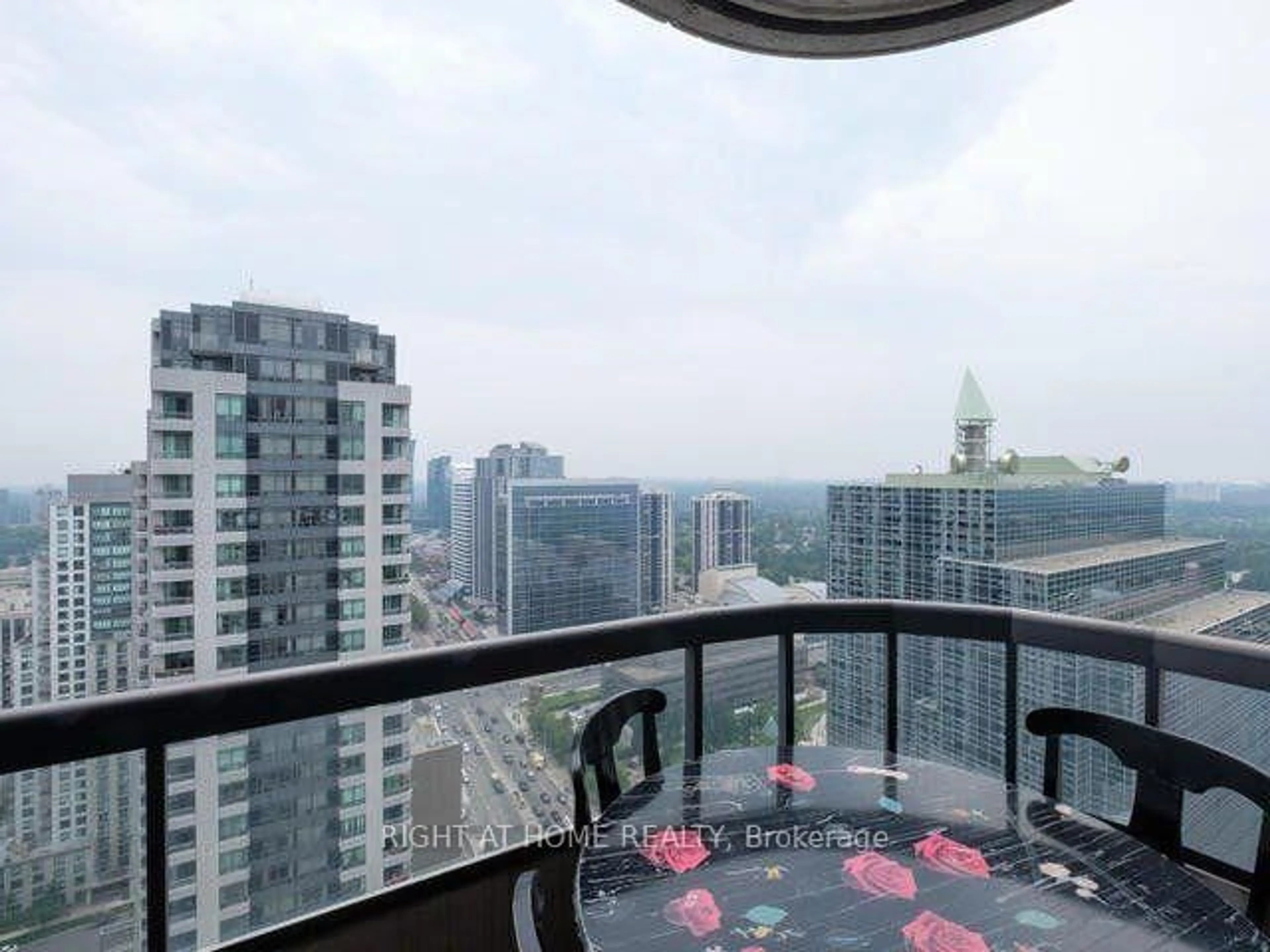 Balcony in the apartment, city buildings view from balcony for 33 Empress Ave #ph506, Toronto Ontario M2N 6Y7