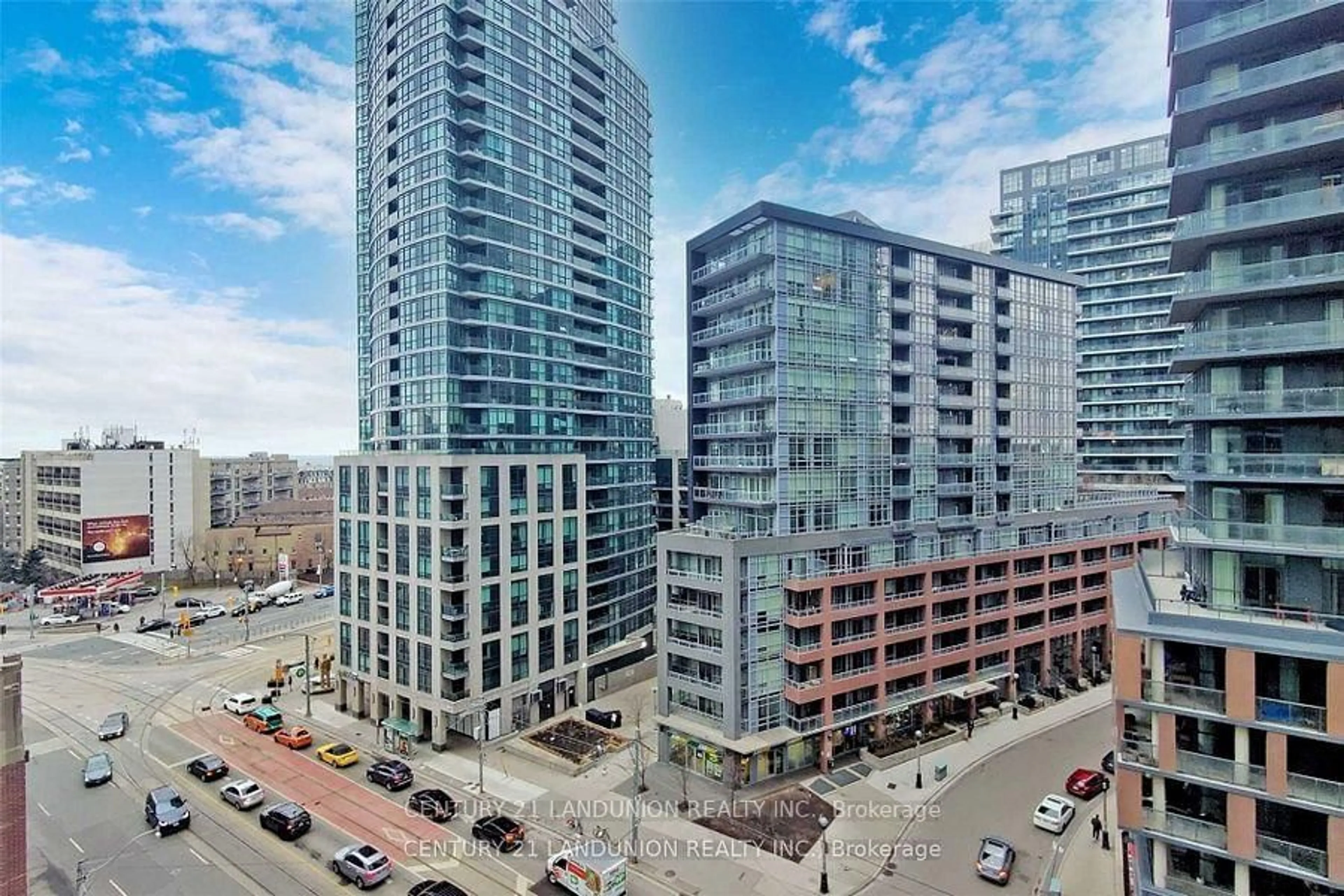 Patio, city buildings view from balcony for 19 Bathurst St #902, Toronto Ontario M5V 0N2