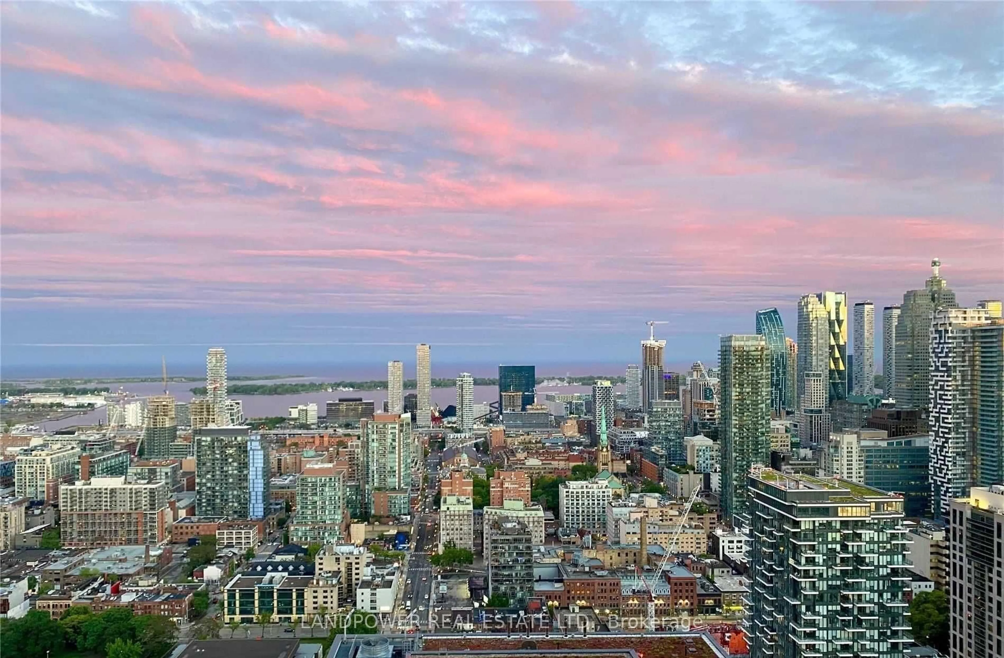 A pic from outside/outdoor area/front of a property/back of a property/a pic from drone, city buildings view from balcony for 159 Dundas St #4005, Toronto Ontario M5B 1E4