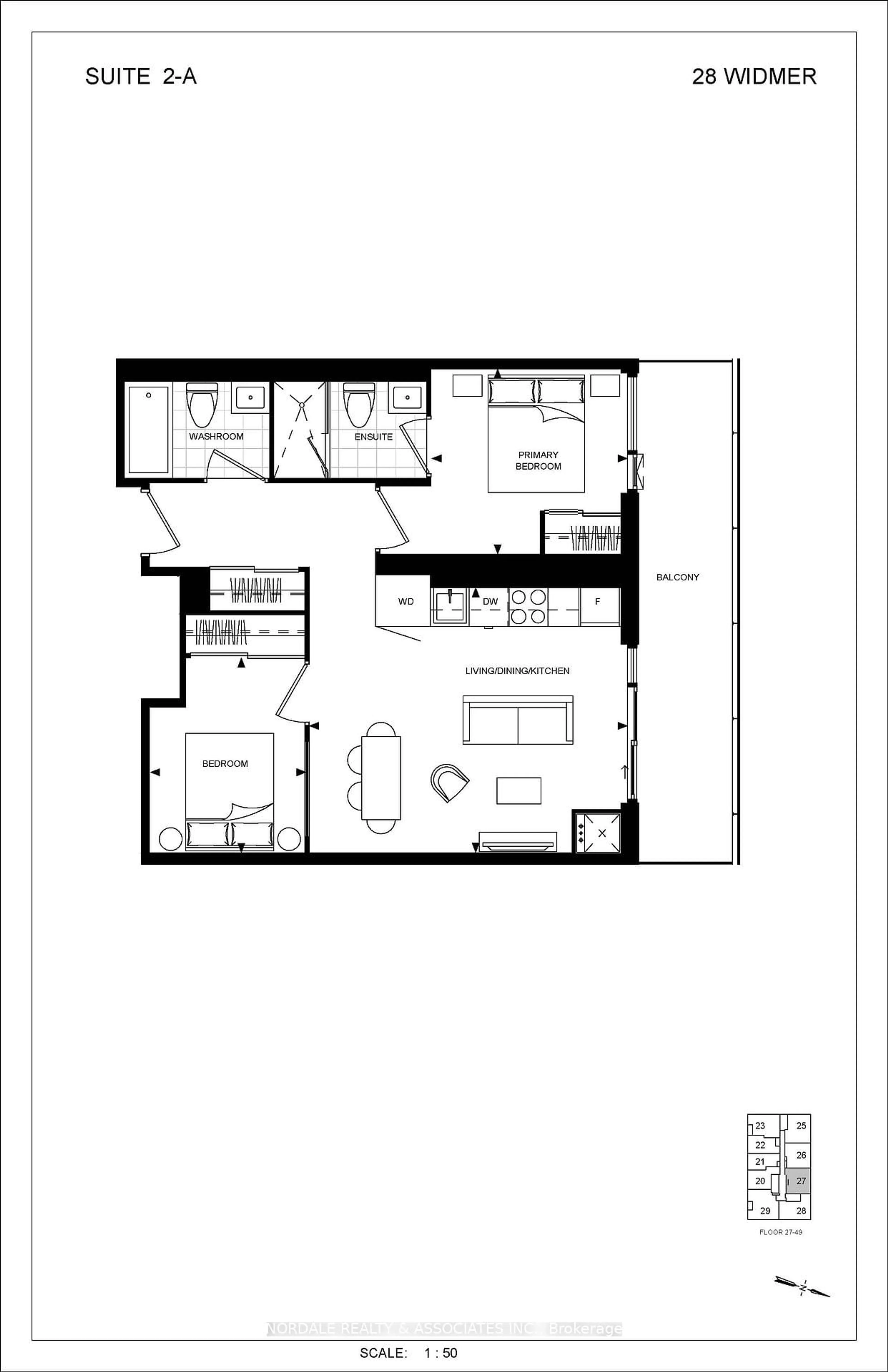 Floor plan for 28 Widmer St #2727, Toronto Ontario M5V 0T2