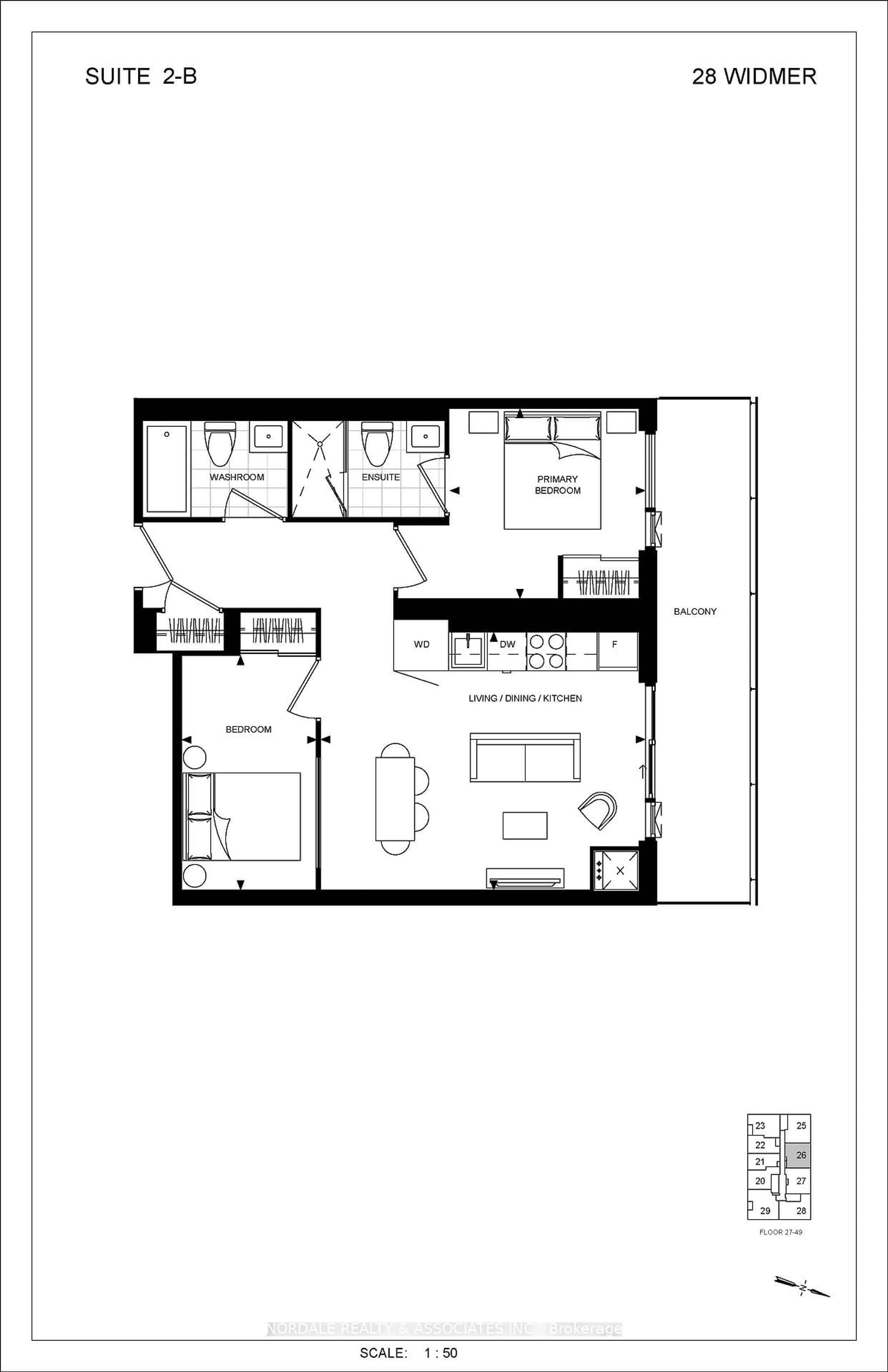 Floor plan for 28 Widmer St #3026, Toronto Ontario M5V 0T2