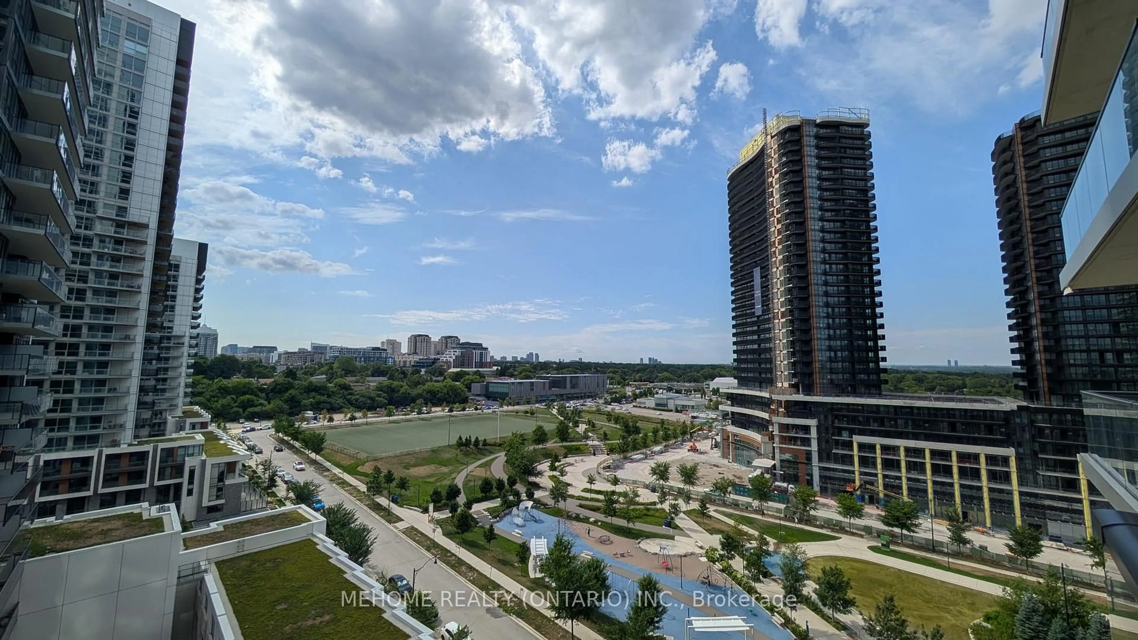 A pic from outside/outdoor area/front of a property/back of a property/a pic from drone, city buildings view from balcony for 95 Mcmahon Dr #1208, Toronto Ontario M2K 0H2