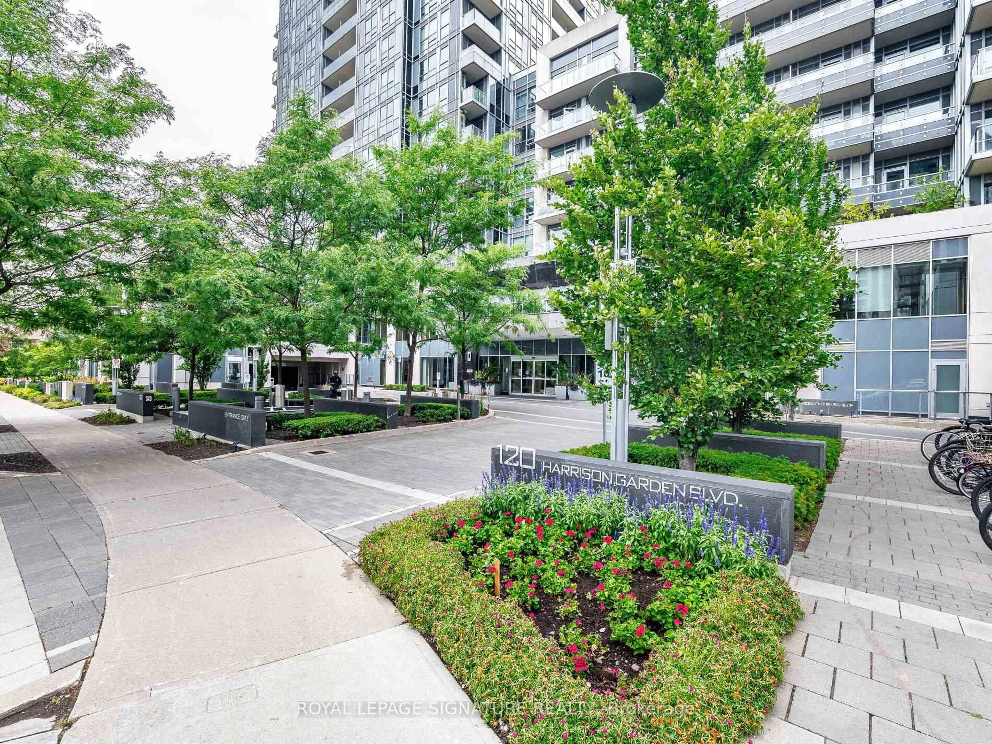 A pic from outside/outdoor area/front of a property/back of a property/a pic from drone, street for 120 Harrison Garden Blvd #241, Toronto Ontario M2N 0H1