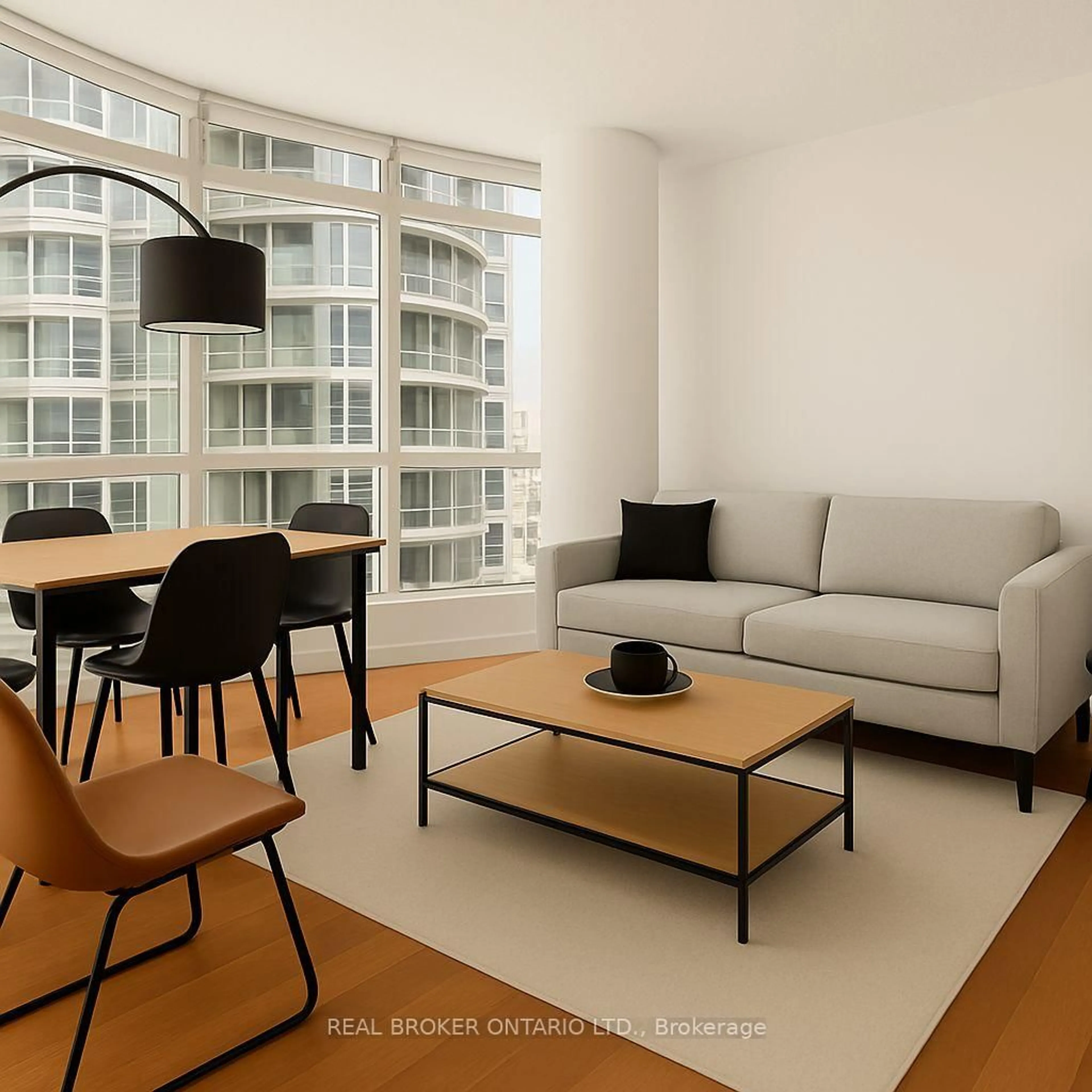 Living room with furniture, wood/laminate floor for 361 Front St #709, Toronto Ontario M5V 3R5