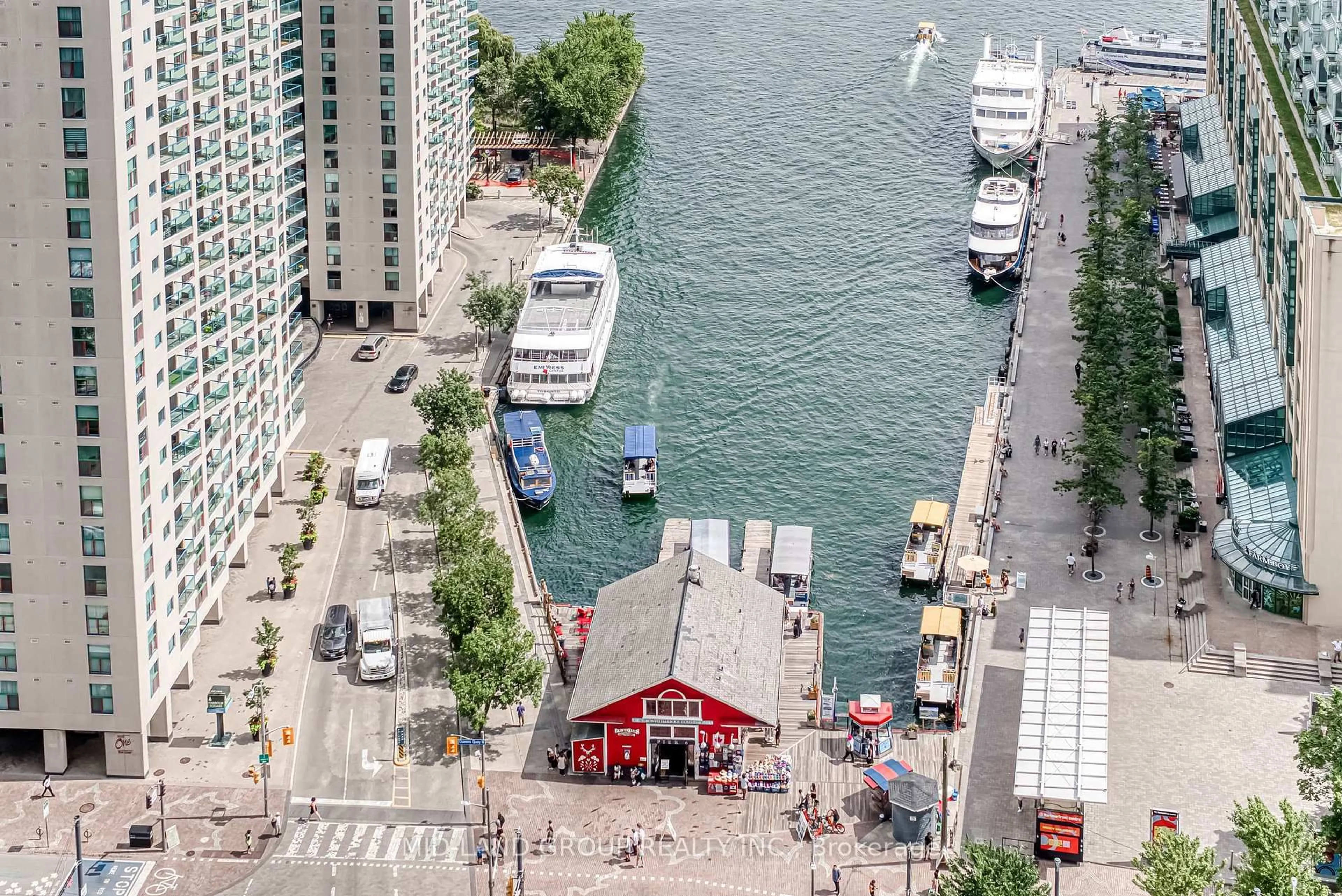 A pic from outside/outdoor area/front of a property/back of a property/a pic from drone, city buildings view from balcony for 8 York St #2705, Toronto Ontario M5J 2Y2