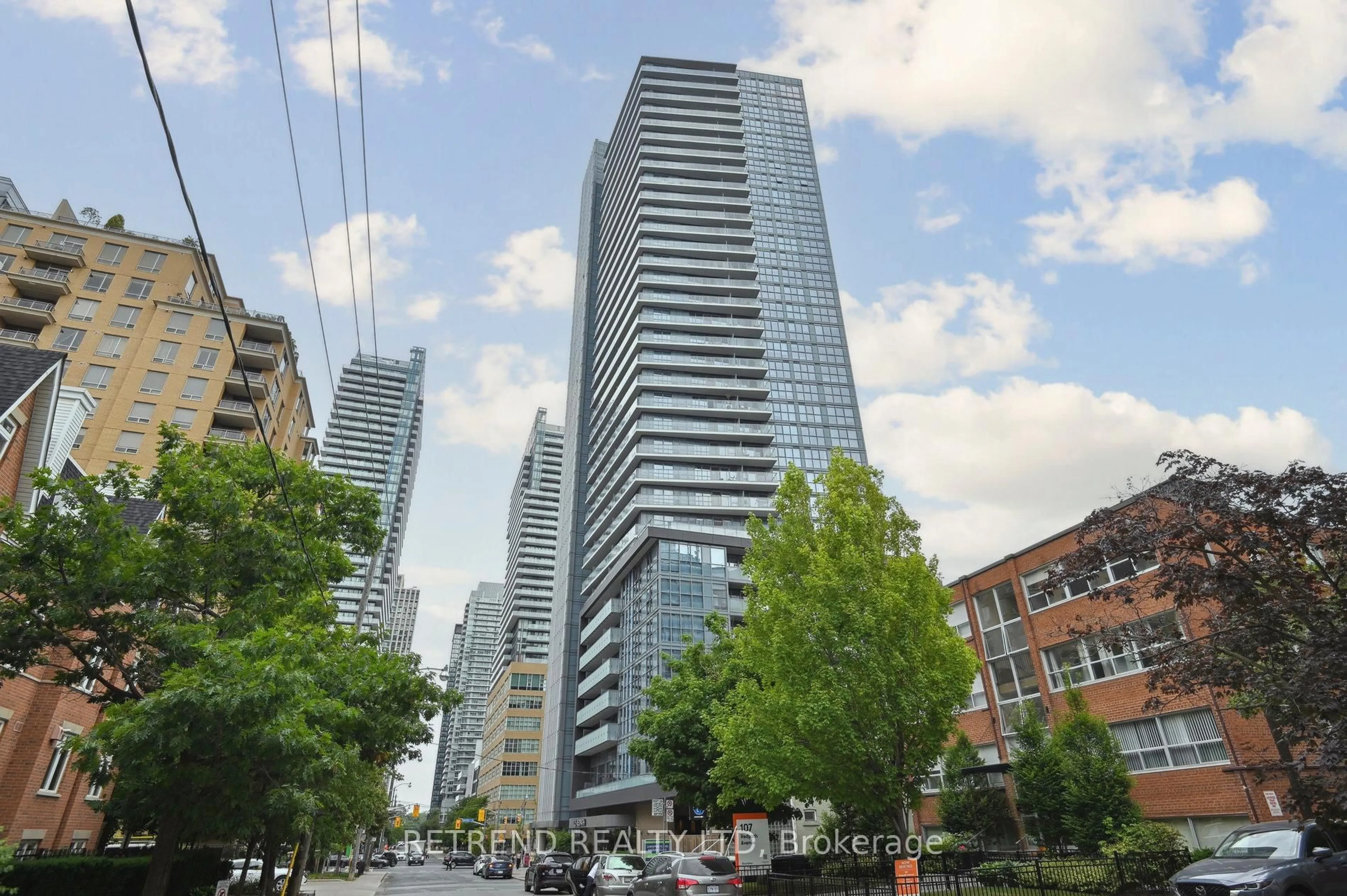Patio, city buildings view from balcony for 125 Redpath Ave #1004, Toronto Ontario M4S 2J9