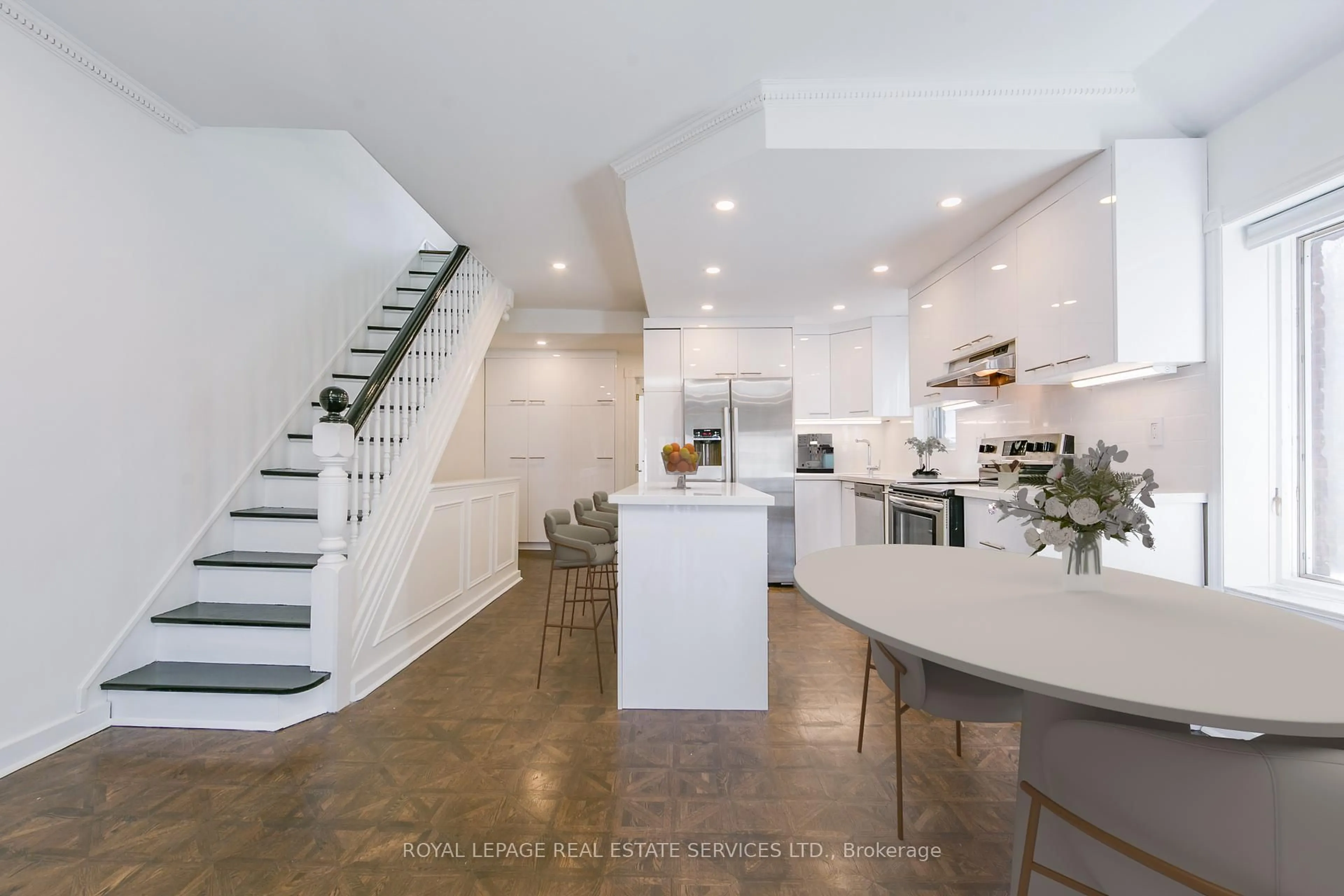 Open concept kitchen, cement floor for 59 Dupont St, Toronto Ontario M5R 1V3