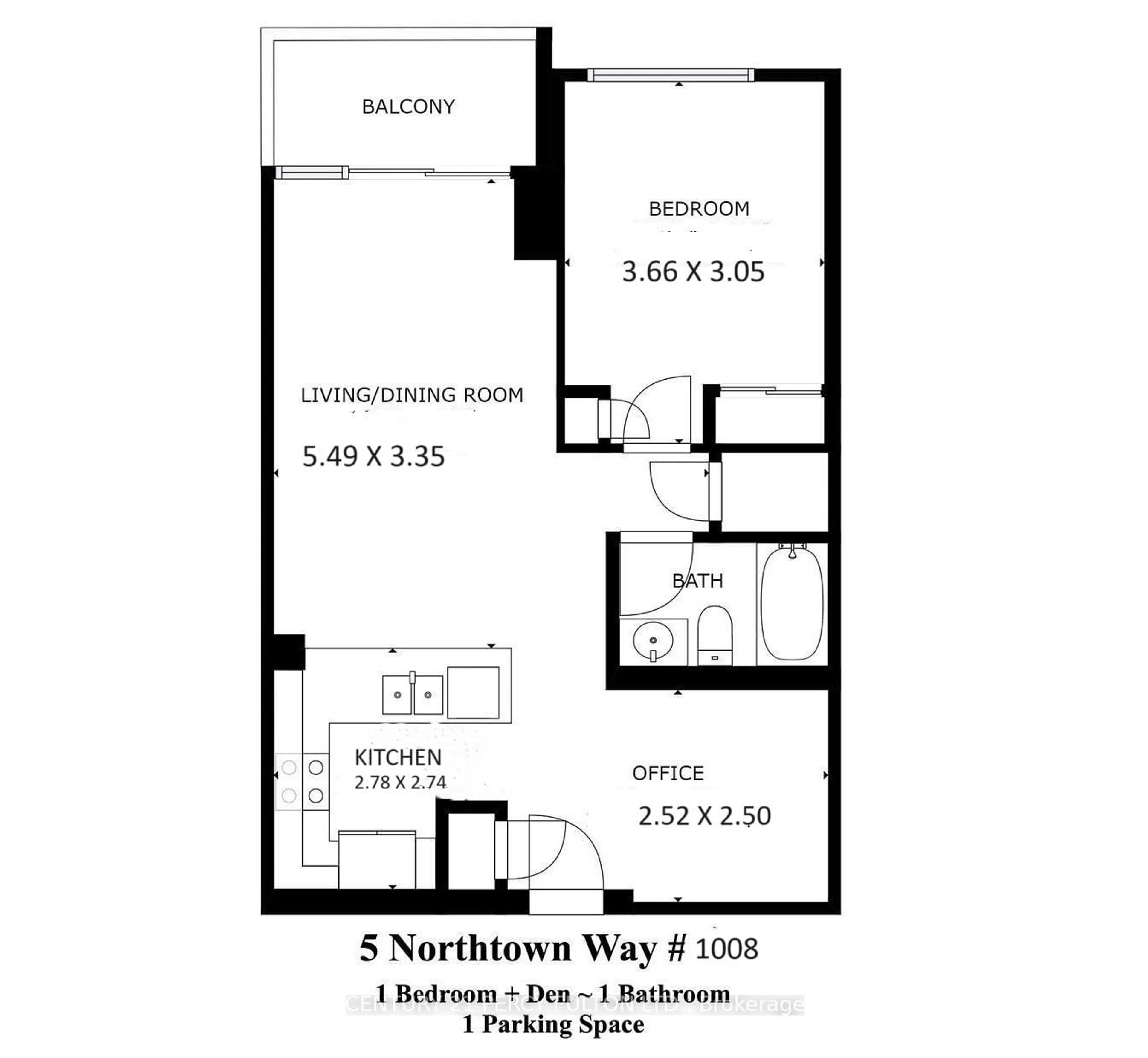 Floor plan for 5 Northtown Way #1008, Toronto Ontario M2N 7A1