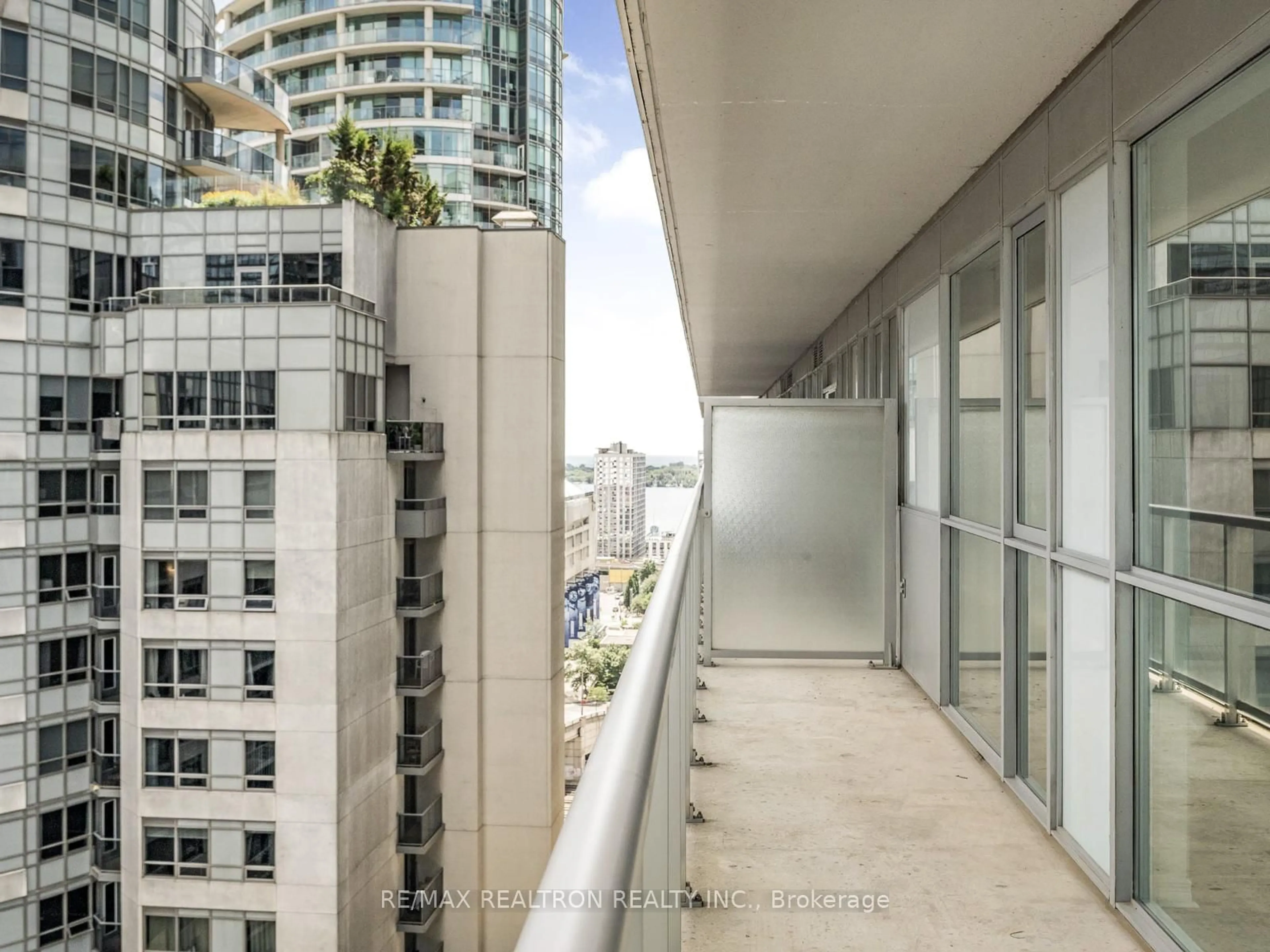 Balcony in the apartment, city buildings view from balcony for 352 Front St #1816, Toronto Ontario M5V 0K3