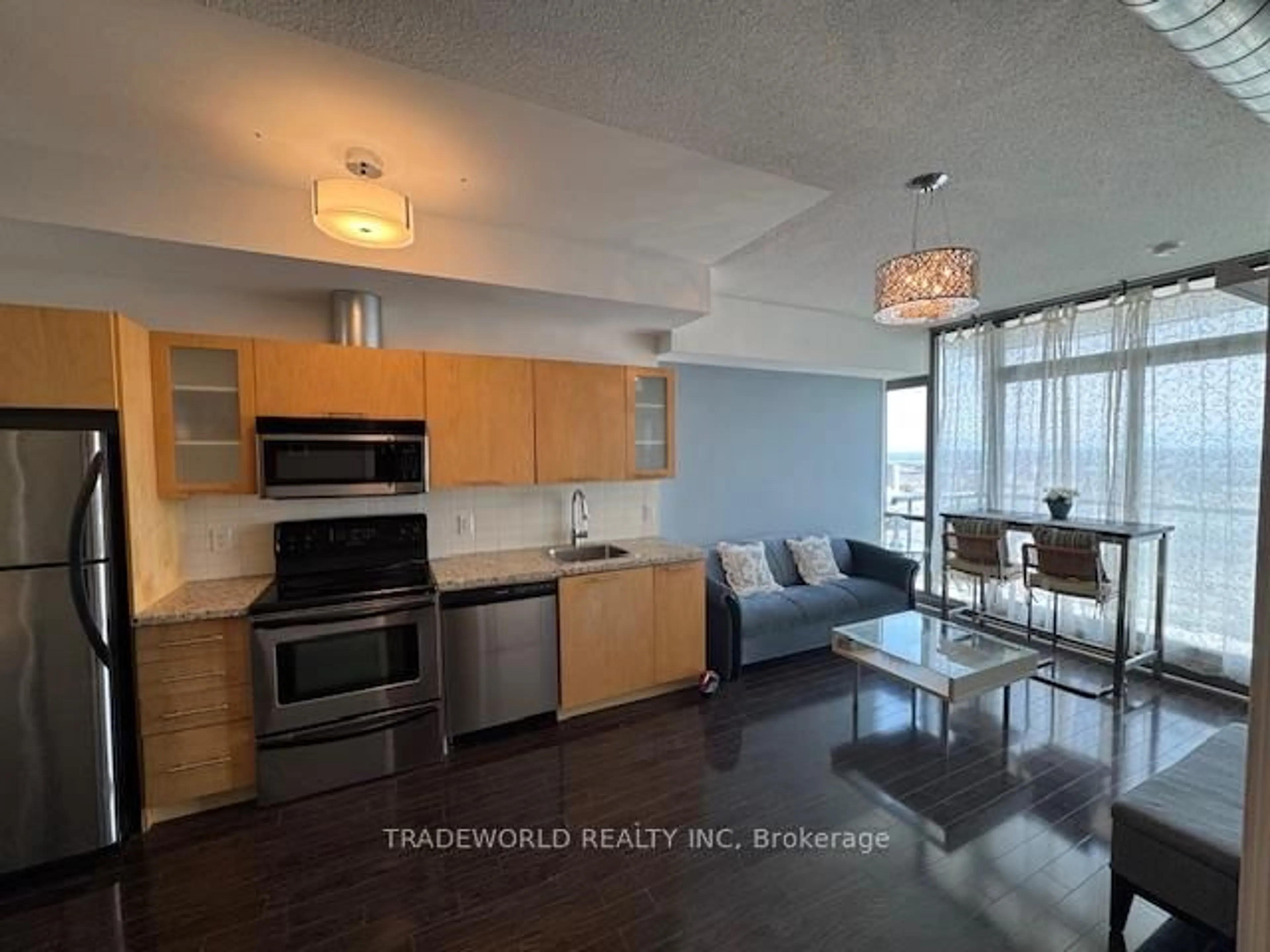 Open concept kitchen, ceramic/tile floor for 33 Mill St #1805, Toronto Ontario M5A 3R3