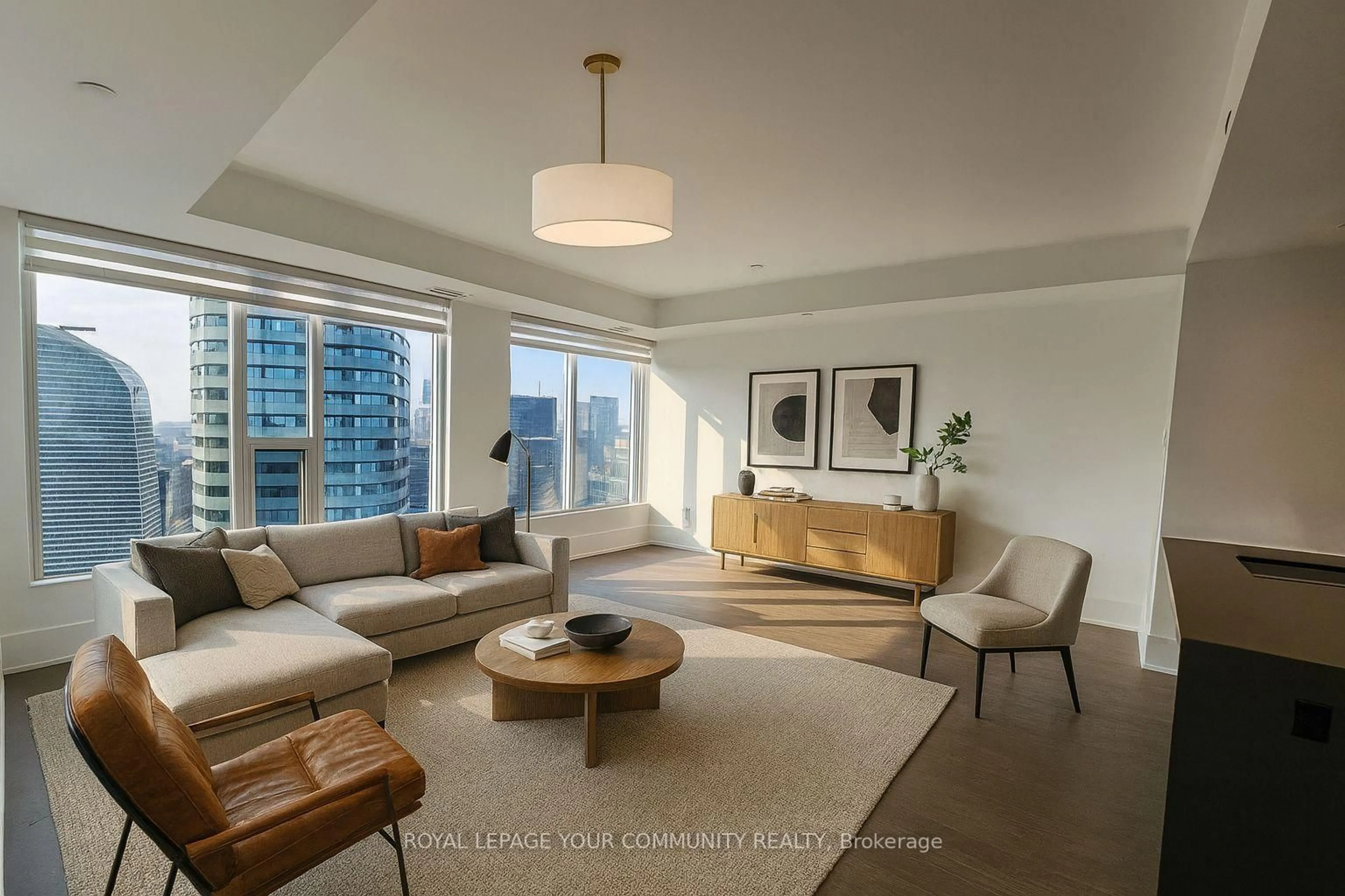 Living room with furniture, unknown for 10 York St #6402, Toronto Ontario M5J 2Z2