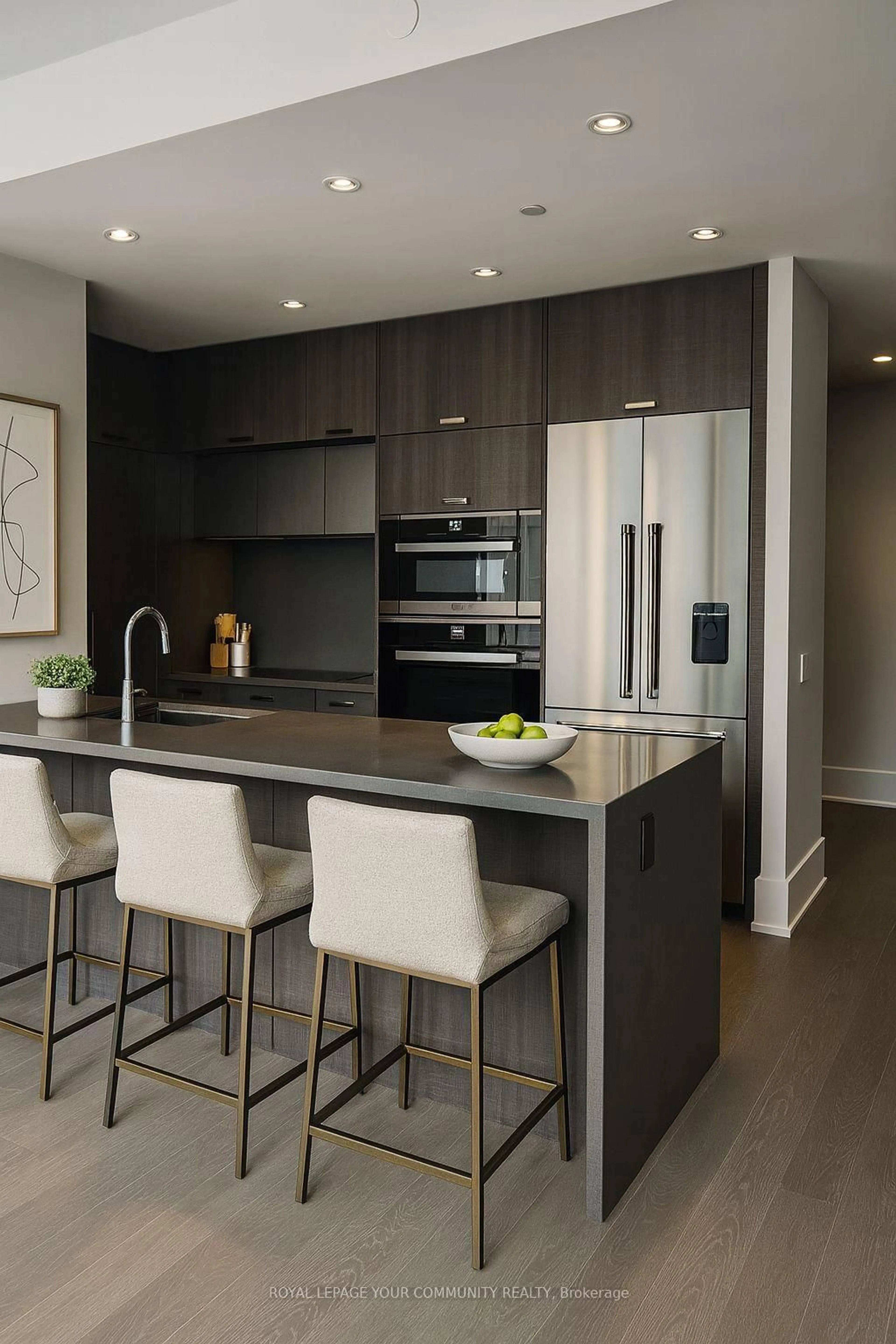 Contemporary kitchen, wood/laminate floor for 10 York St #6402, Toronto Ontario M5J 2Z2