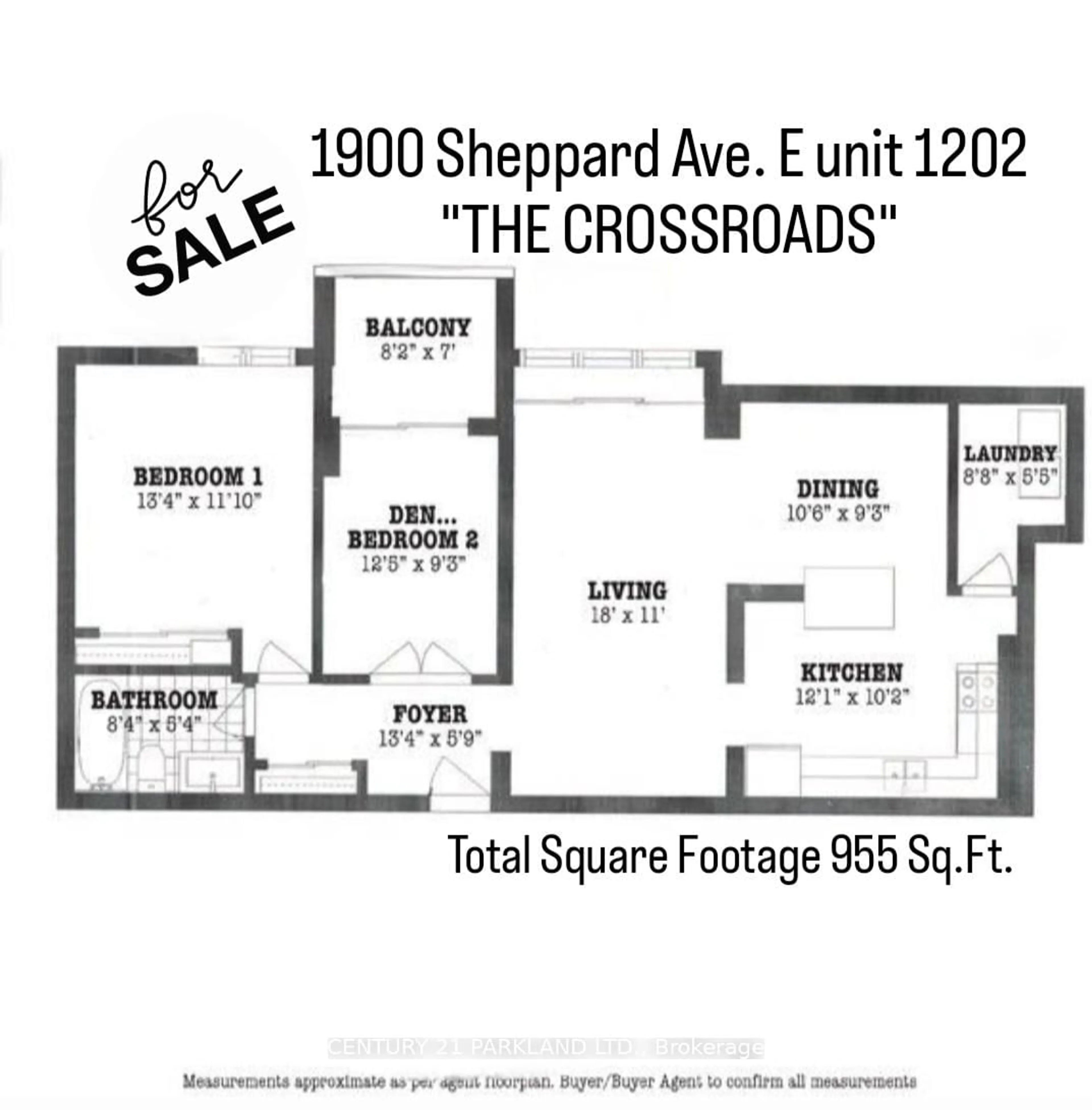 Floor plan for 1900 Sheppard Ave #1202, Toronto Ontario M2J 4T4