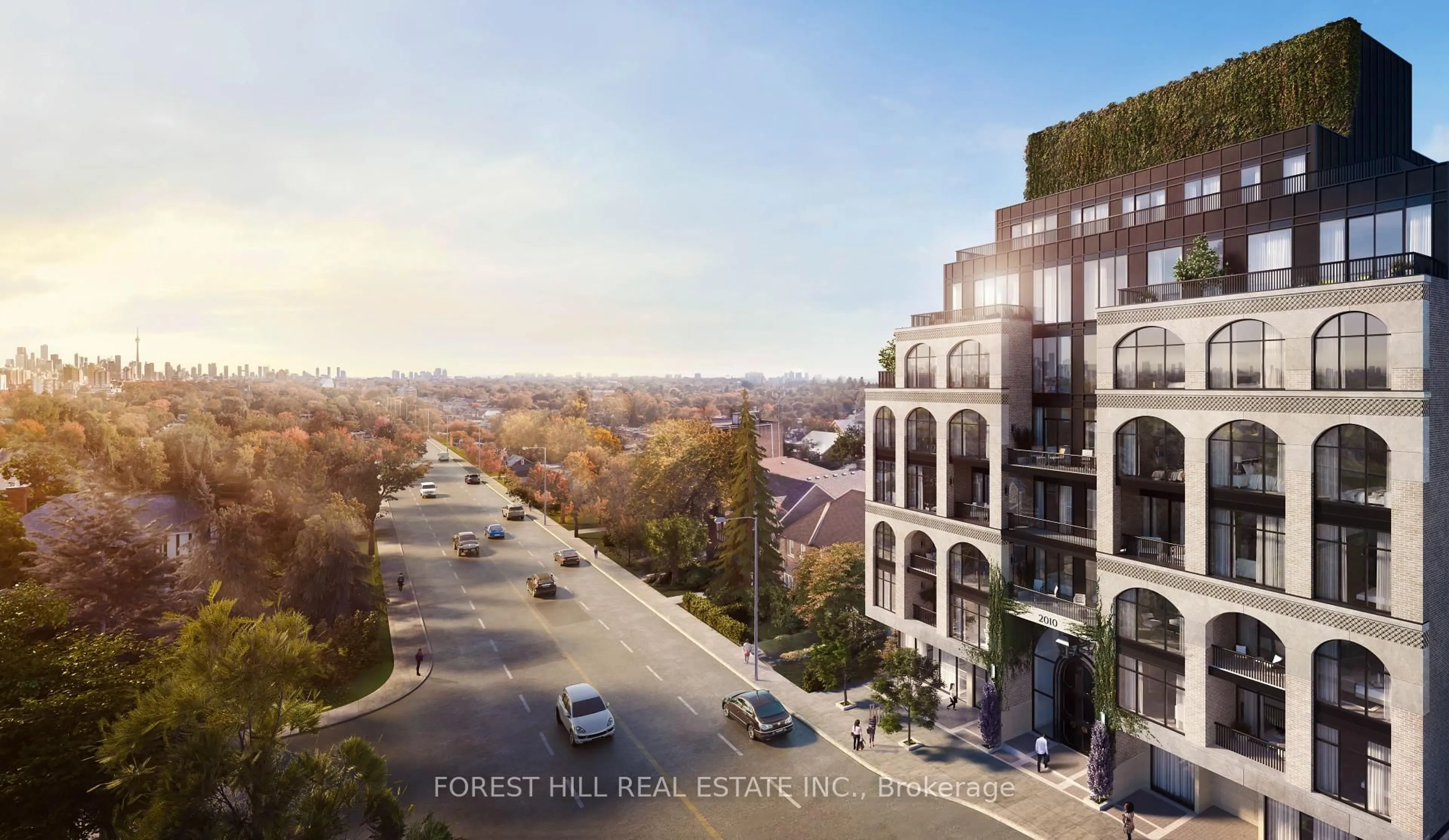 A pic from outside/outdoor area/front of a property/back of a property/a pic from drone, forest/trees view for 2010 Bathurst St ##5B, Toronto Ontario M5P 0A8