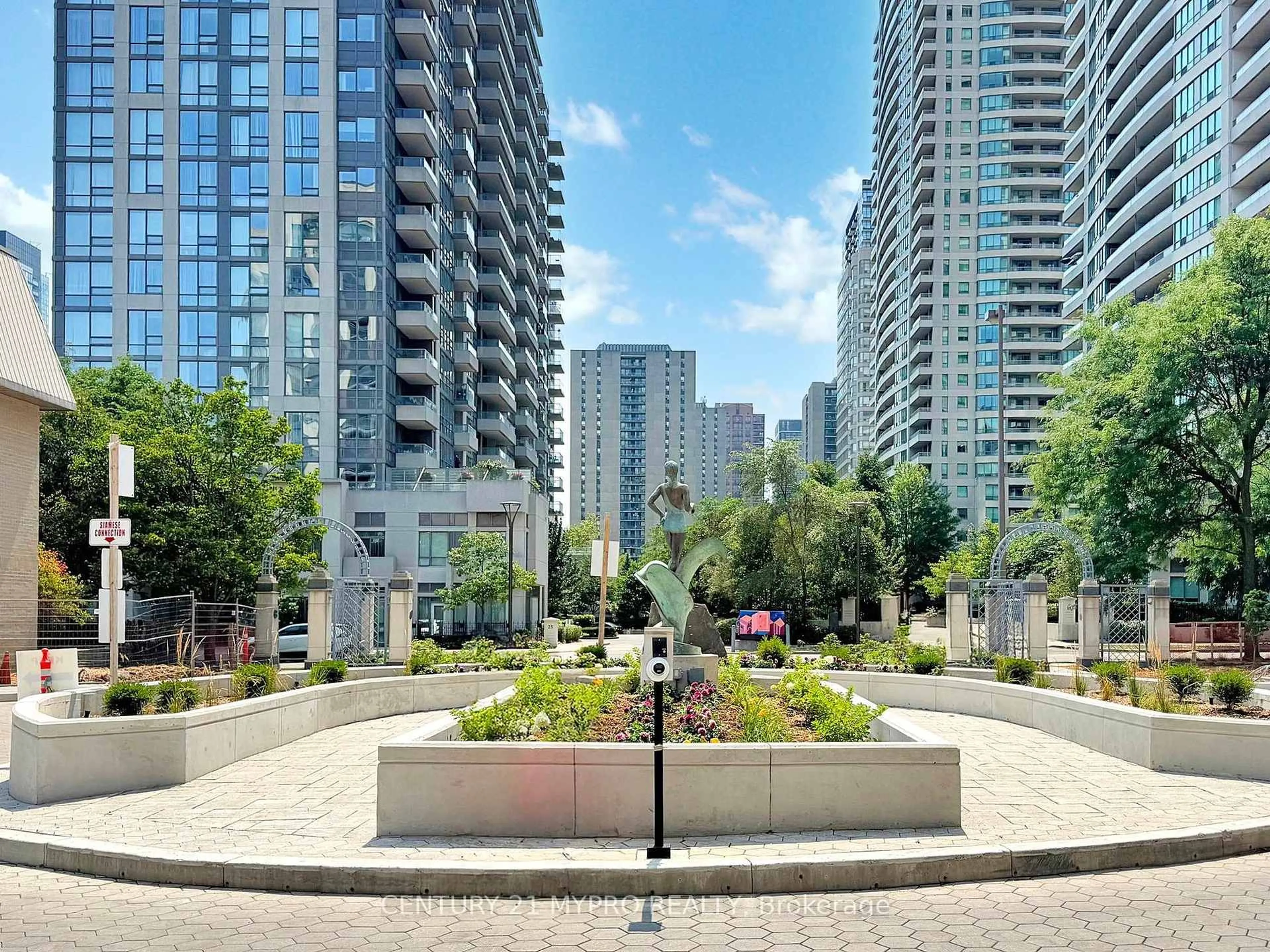 Patio, city buildings view from balcony for 28 Hollywood Ave #Sph207, Toronto Ontario M2N 6S4