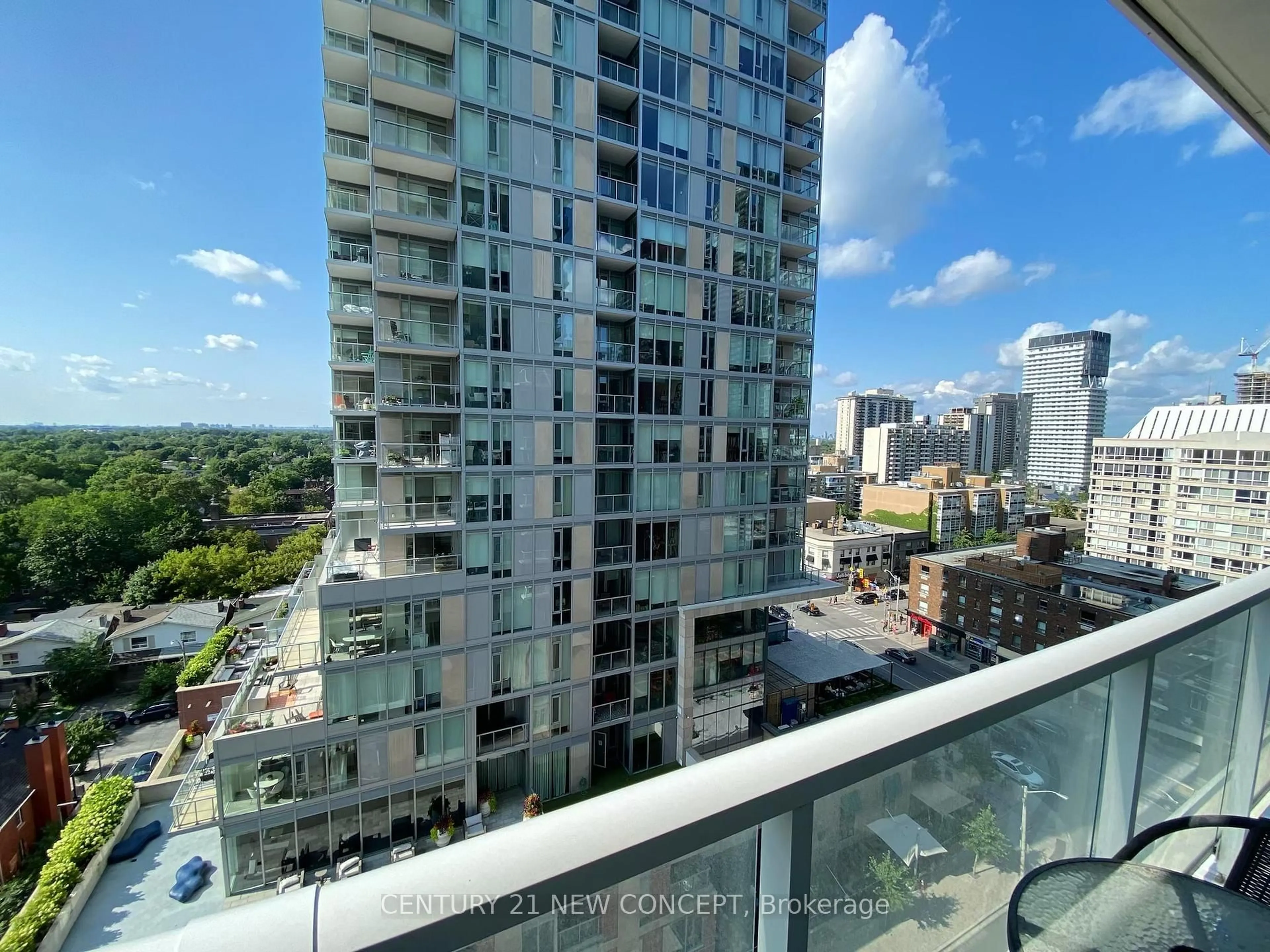 Balcony in the apartment, city buildings view from balcony for 33 Helendale Ave #901, Toronto Ontario M2N 0L2