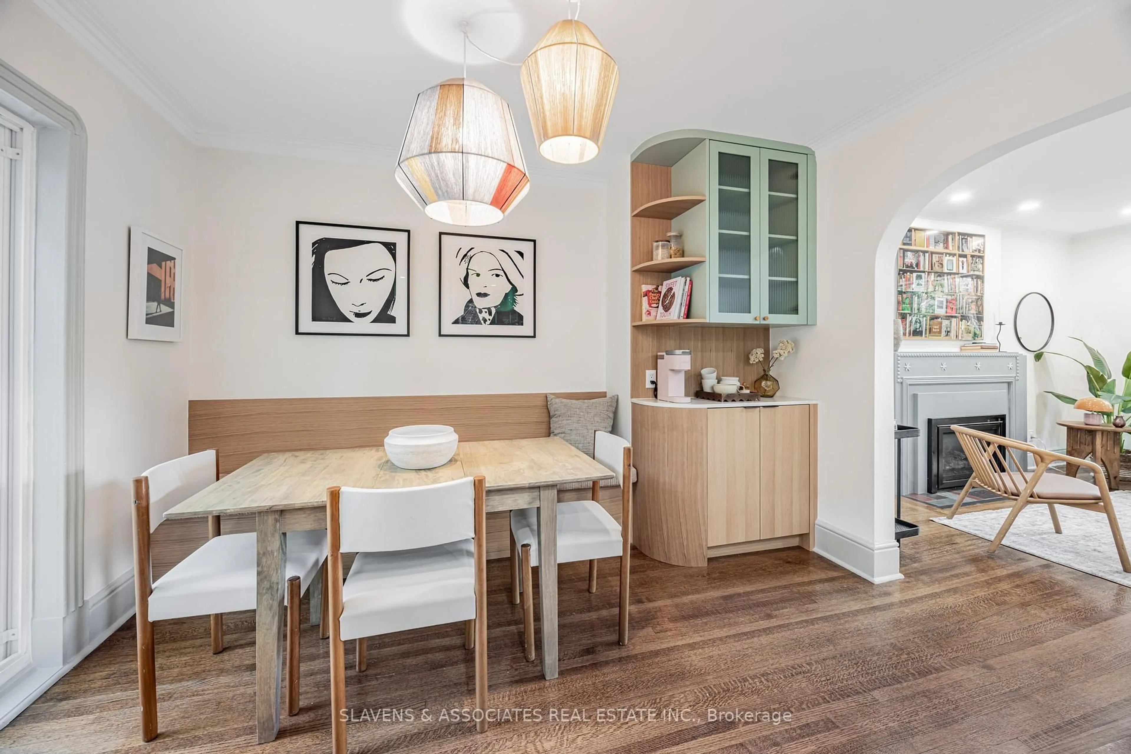 Dining room, wood/laminate floor for 118 Whitmore Ave, Toronto Ontario M6C 2H8