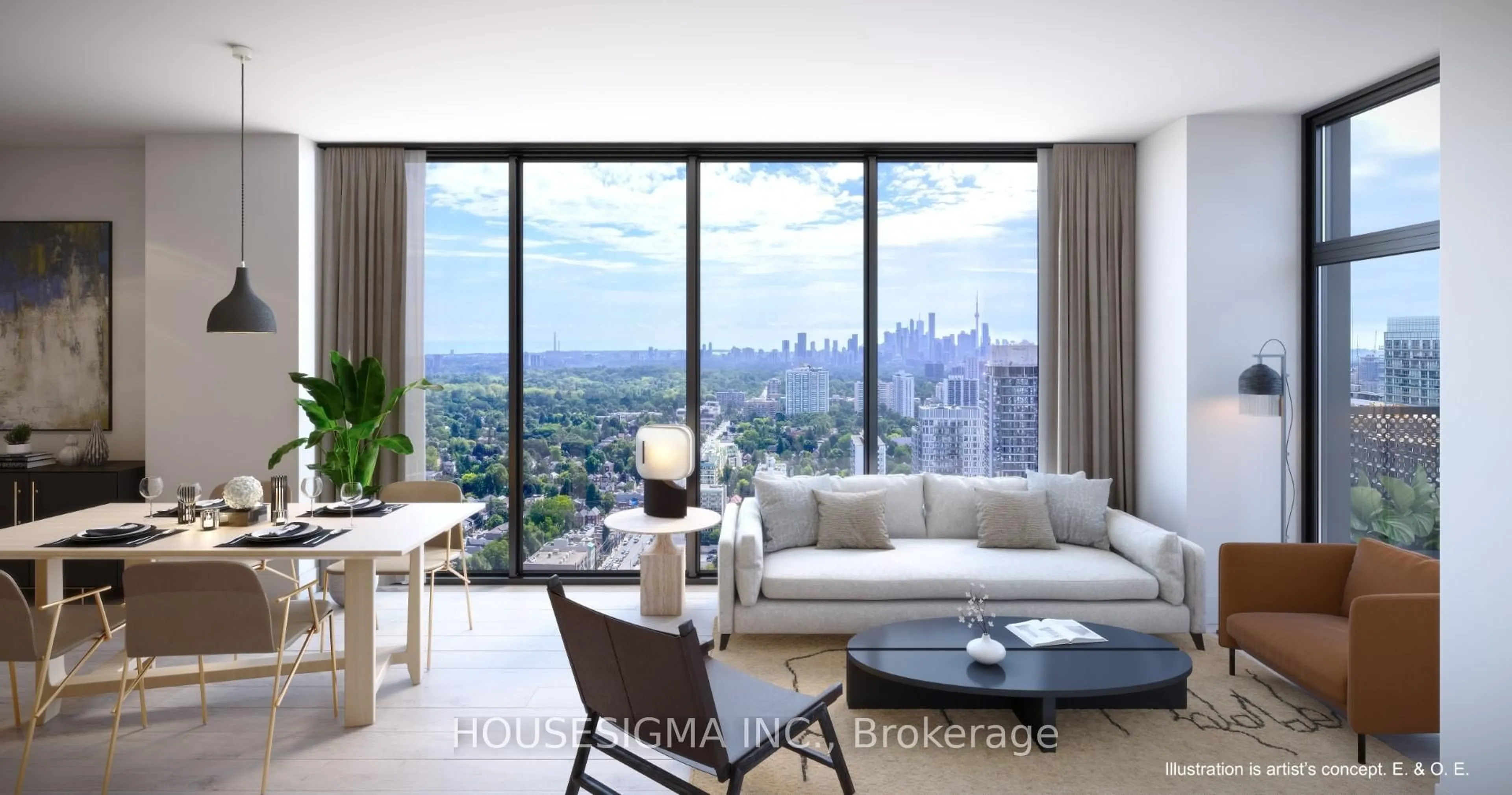 Living room with furniture, wood/laminate floor for 127 Broadway Ave, Toronto Ontario M4P 1V7