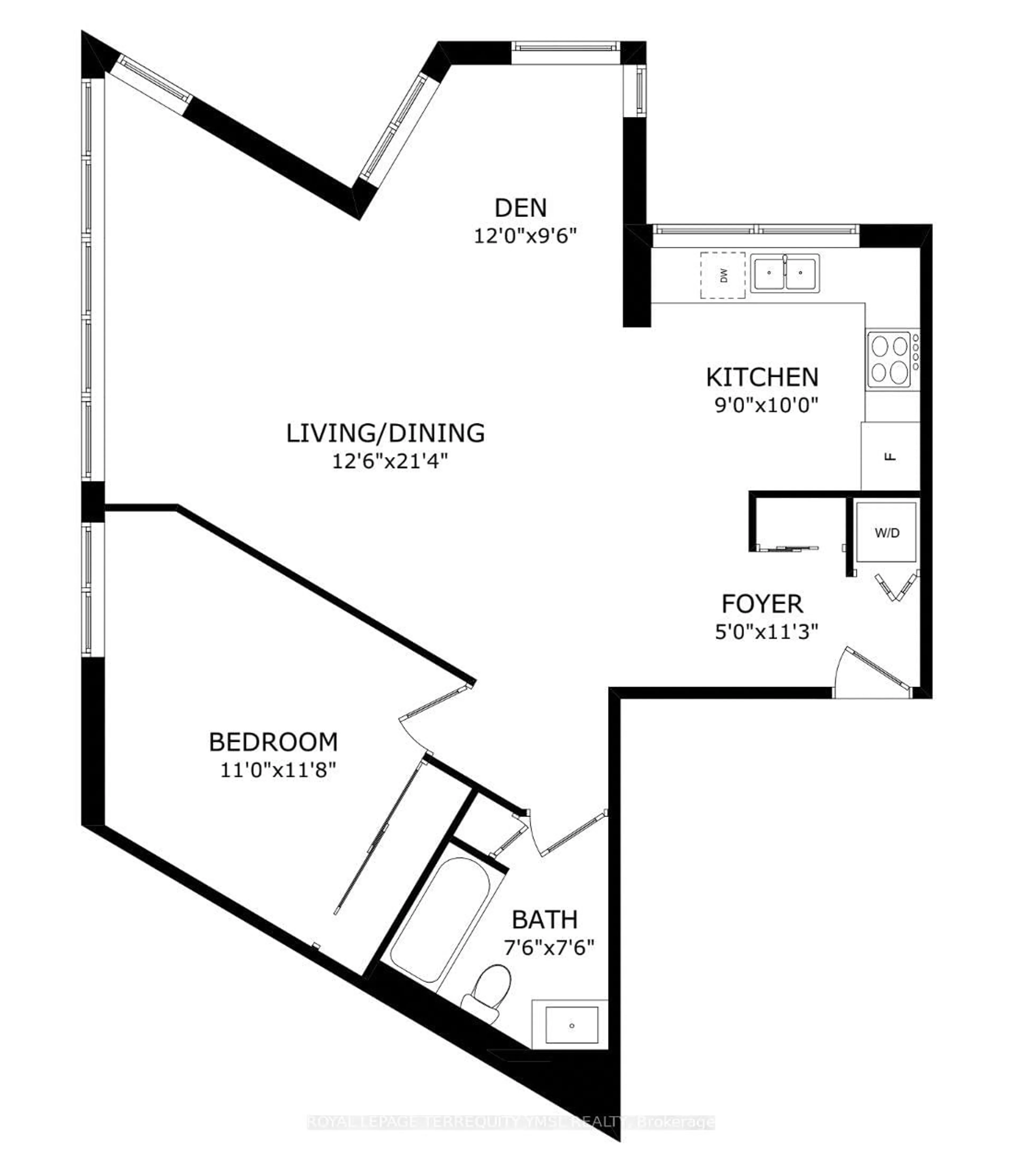Floor plan for 250 Queens Quay #1401, Toronto Ontario M5J 2N2