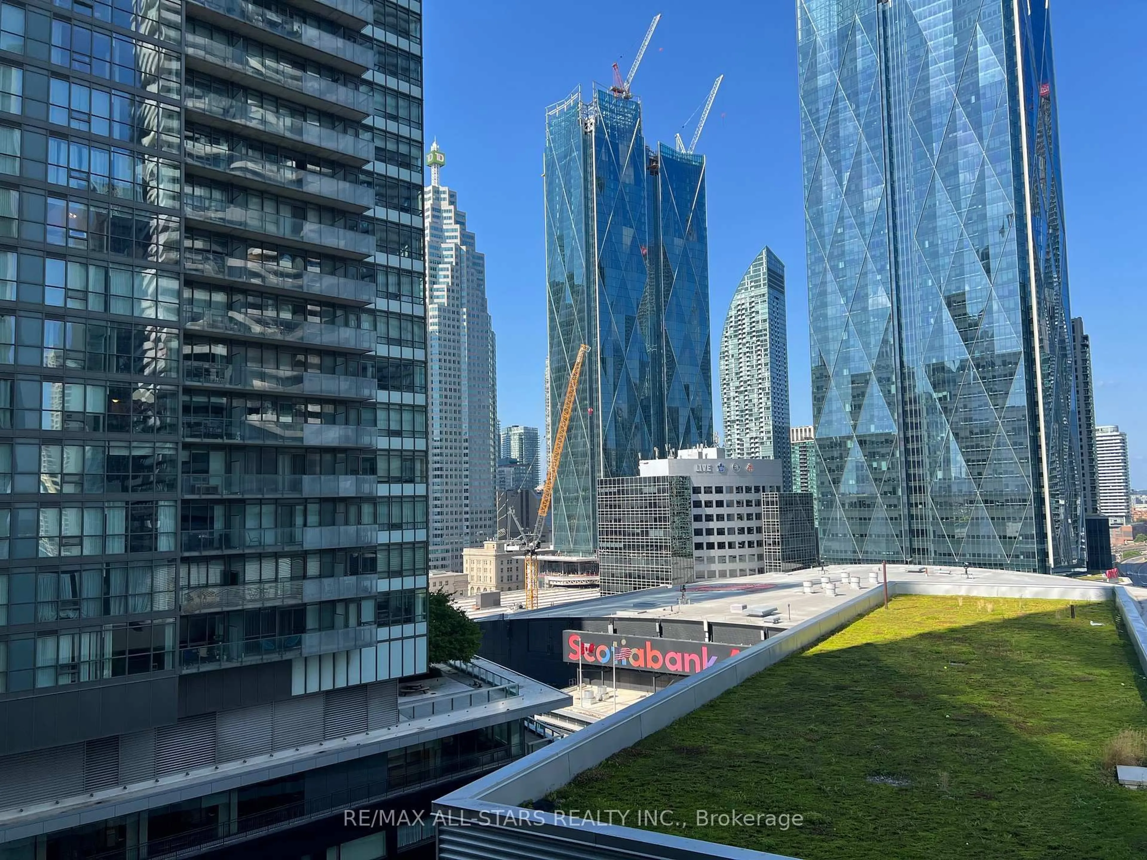A pic from outside/outdoor area/front of a property/back of a property/a pic from drone, city buildings view from balcony for 55 Bremner Blvd #1306, Toronto Ontario M5J 0A6