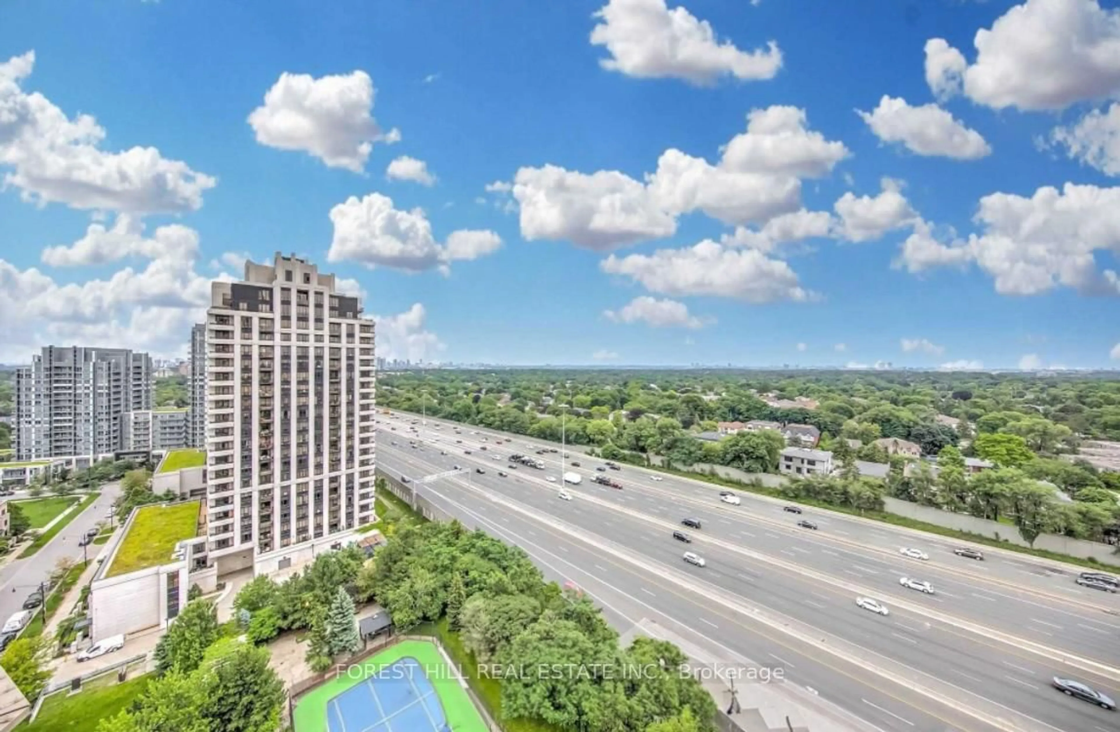 A pic from outside/outdoor area/front of a property/back of a property/a pic from drone, city buildings view from balcony for 80 Harrison Garden Blvd #1619, Toronto Ontario M2N 7E3