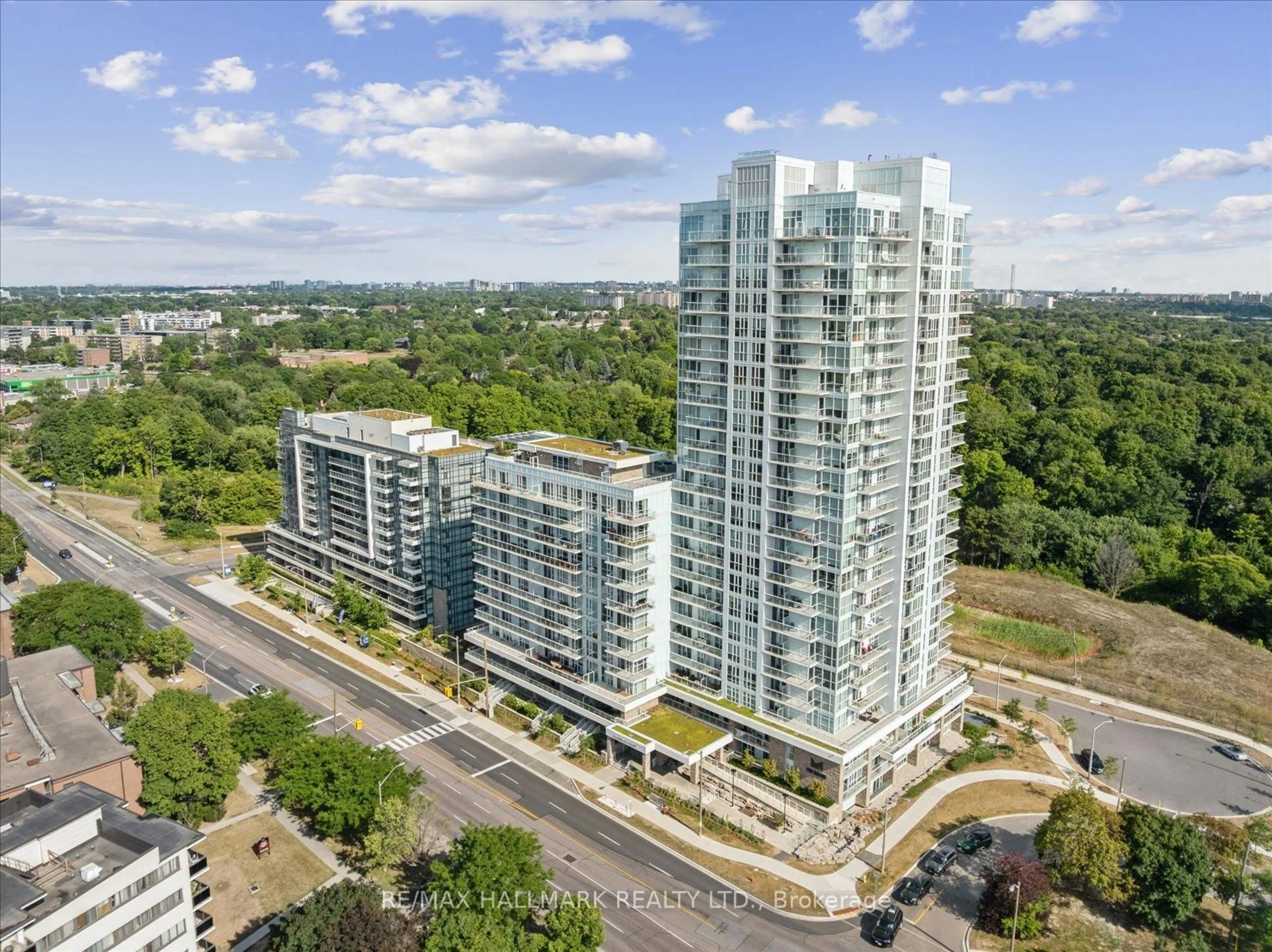 A pic from outside/outdoor area/front of a property/back of a property/a pic from drone, city buildings view from balcony for 10 Deerlick Crt #2204, Toronto Ontario M3A 0A7