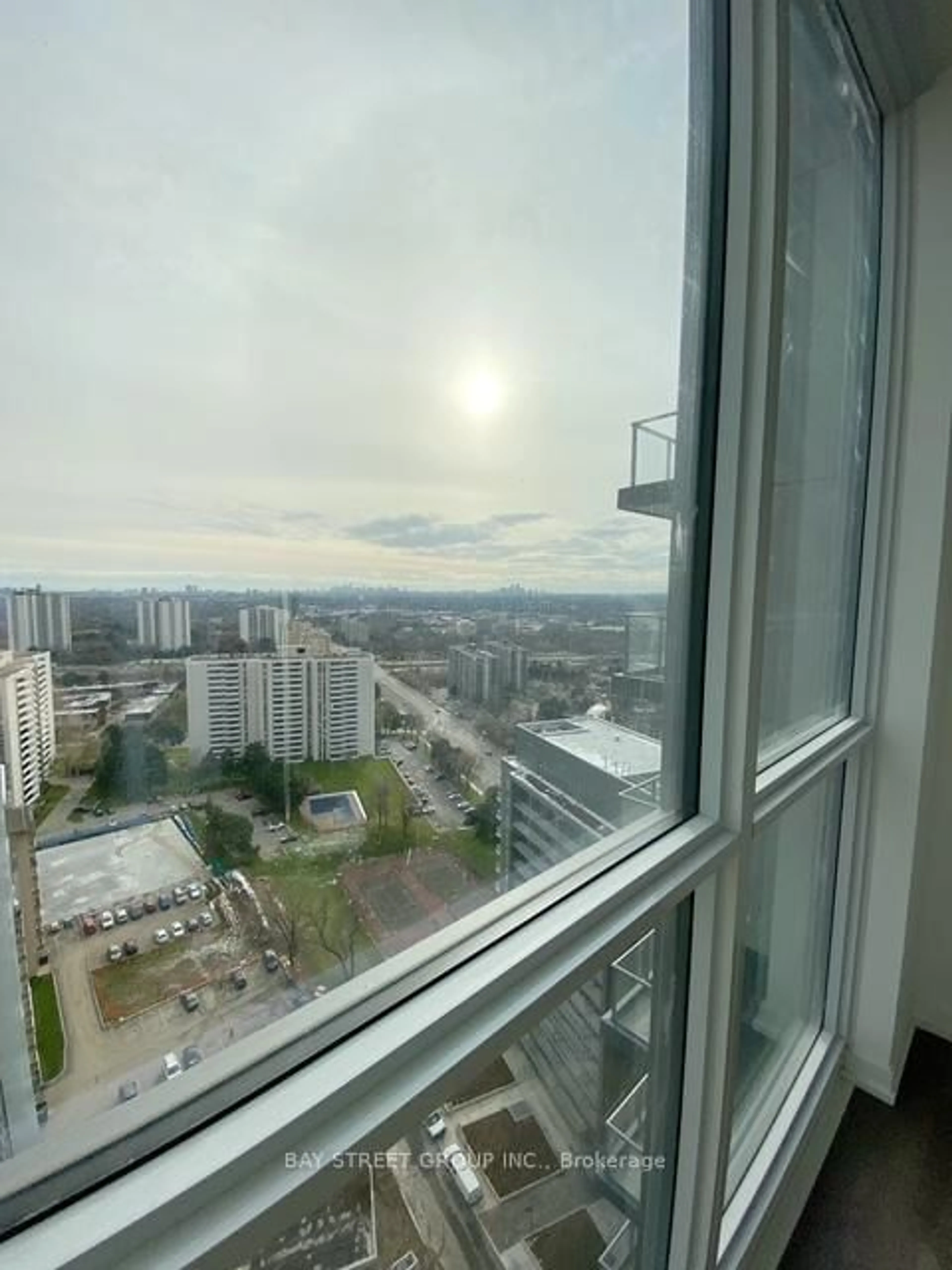 Balcony in the apartment, city buildings view from balcony for 38 Forest Manor Rd #2304, Toronto Ontario M2J 1M5