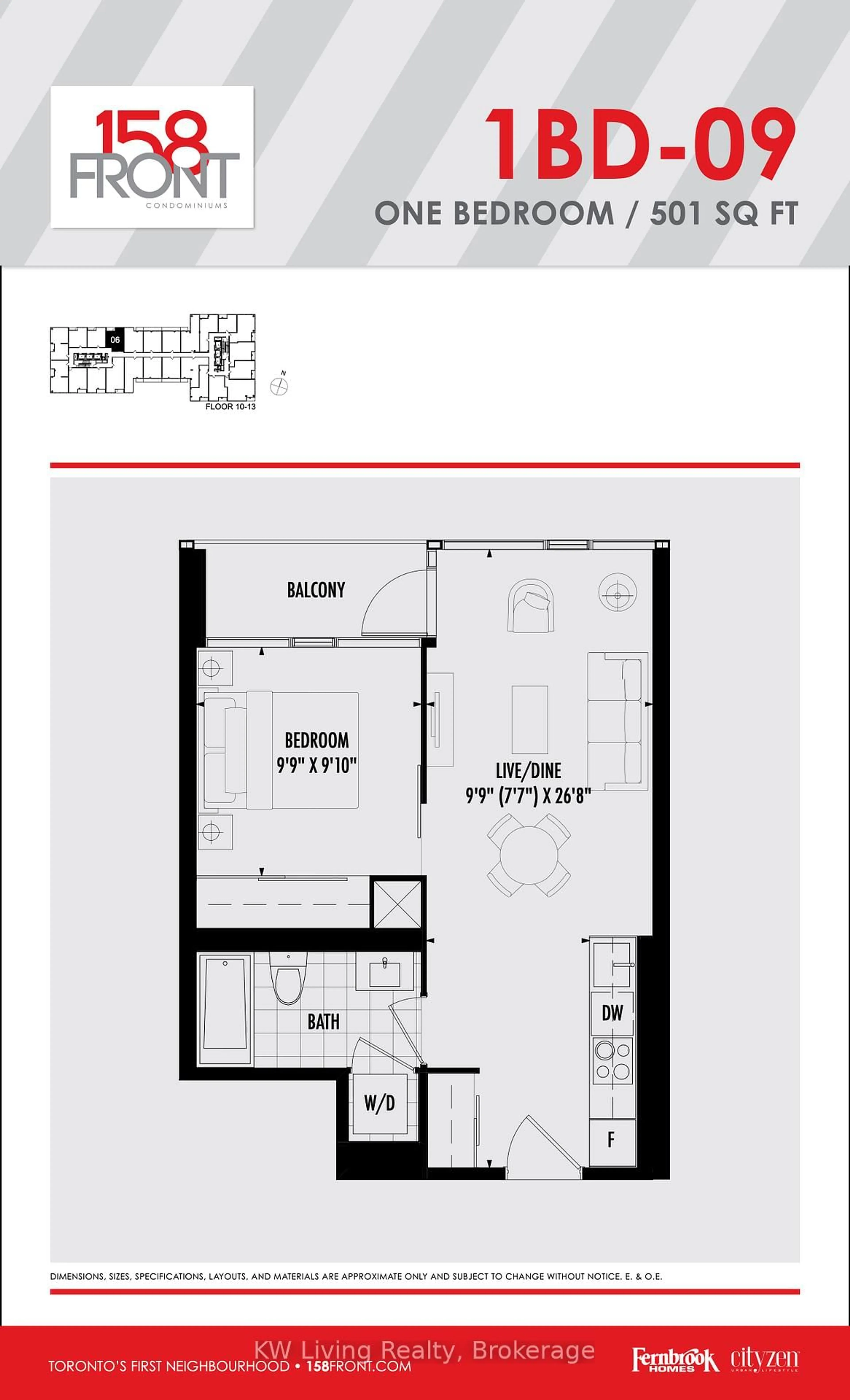 Floor plan for 158 Front St #1105, Toronto Ontario M5A 0K9