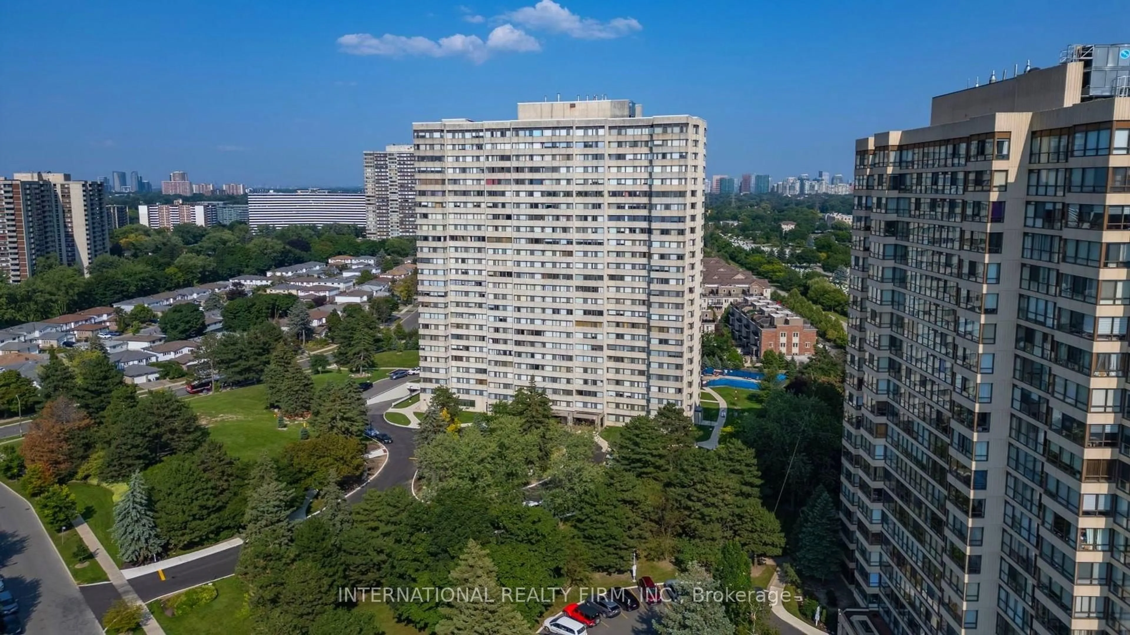 A pic from outside/outdoor area/front of a property/back of a property/a pic from drone, city buildings view from balcony for 133 Torresdale Ave #1804, Toronto Ontario M2R 3T2