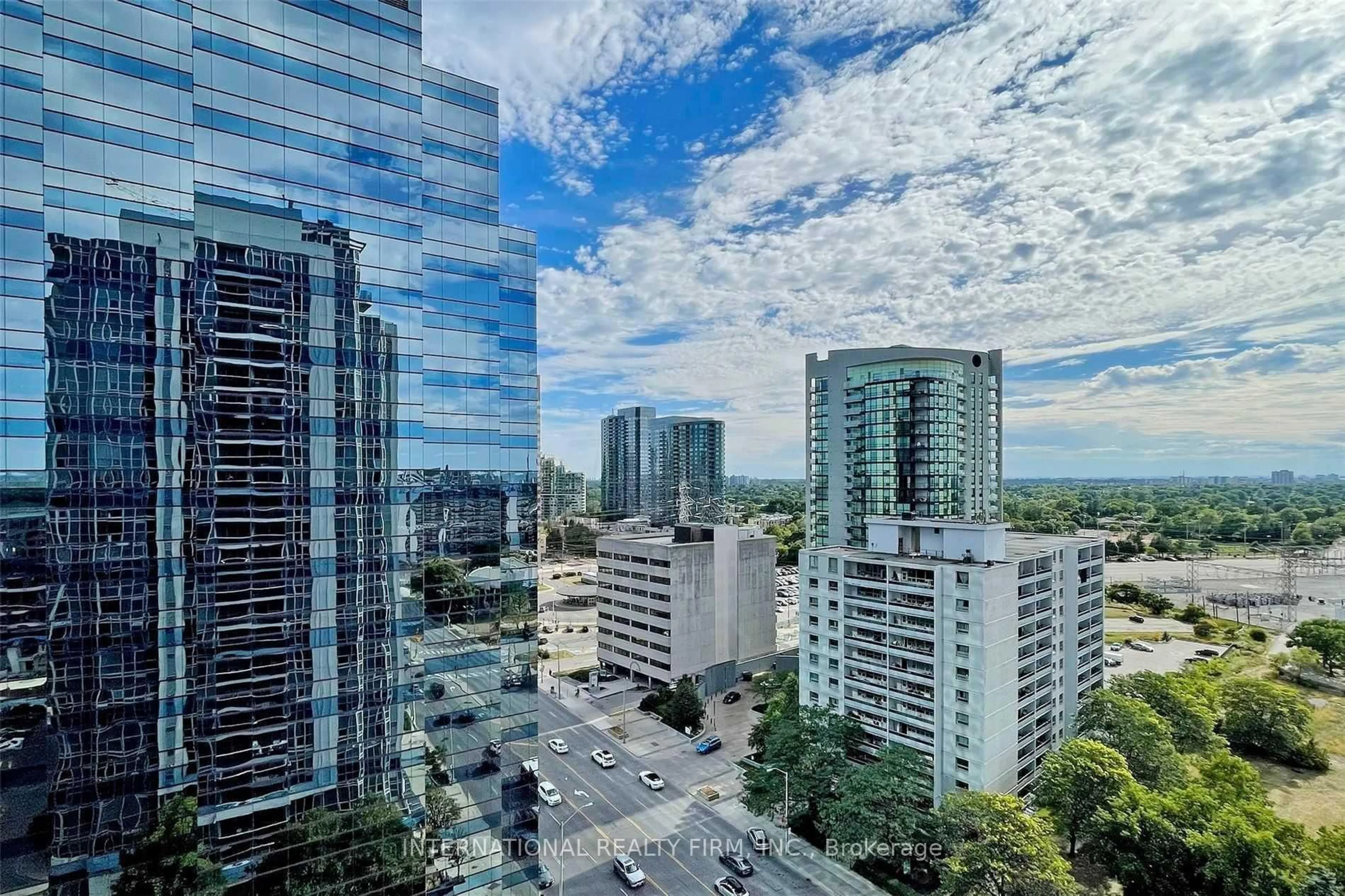 A pic from outside/outdoor area/front of a property/back of a property/a pic from drone, city buildings view from balcony for 5791 Yongee St #1910, Toronto Ontario M2M 0A8