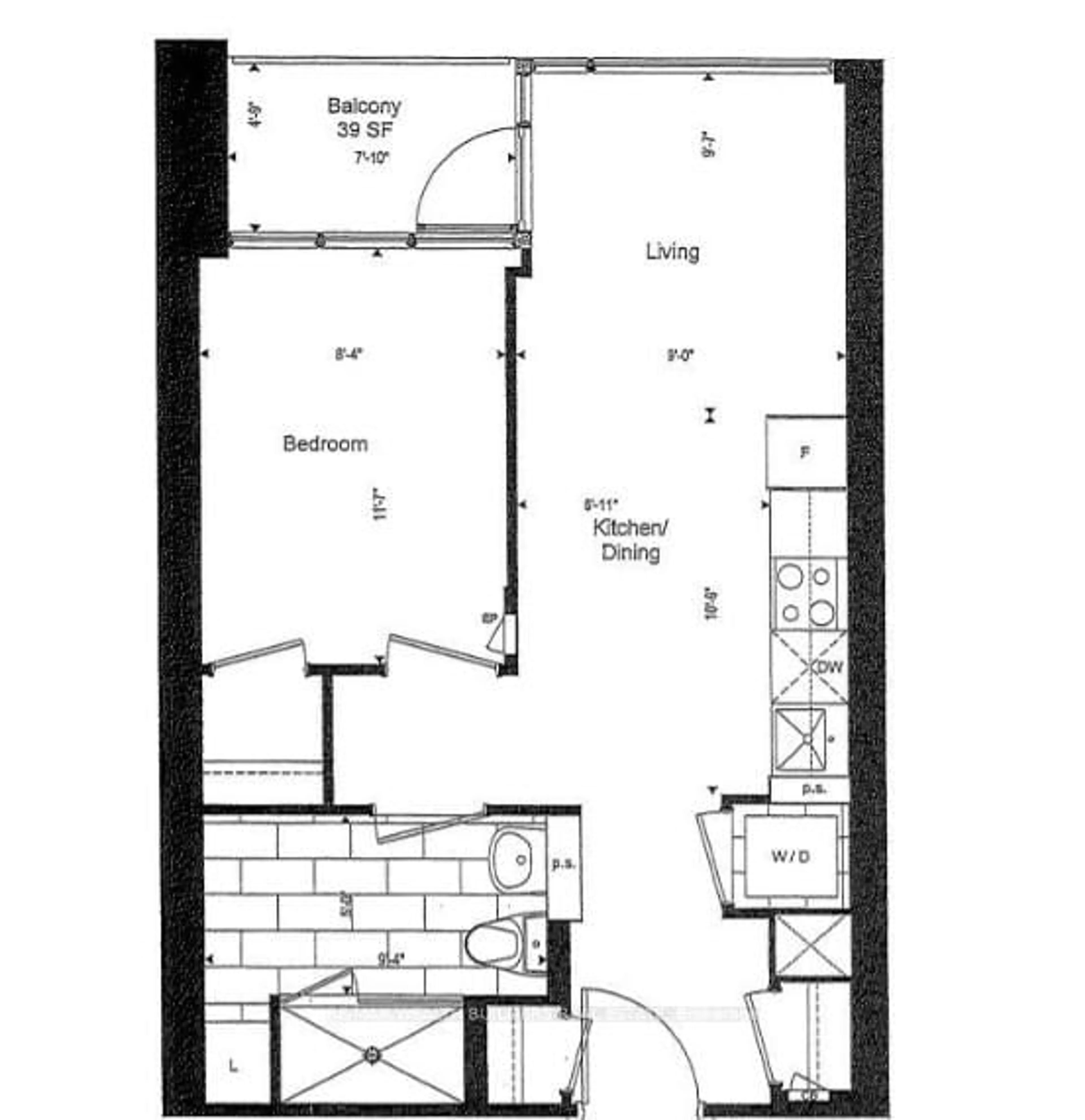 Floor plan for 60 Princess St #813 Se, Toronto Ontario M5A 2C7