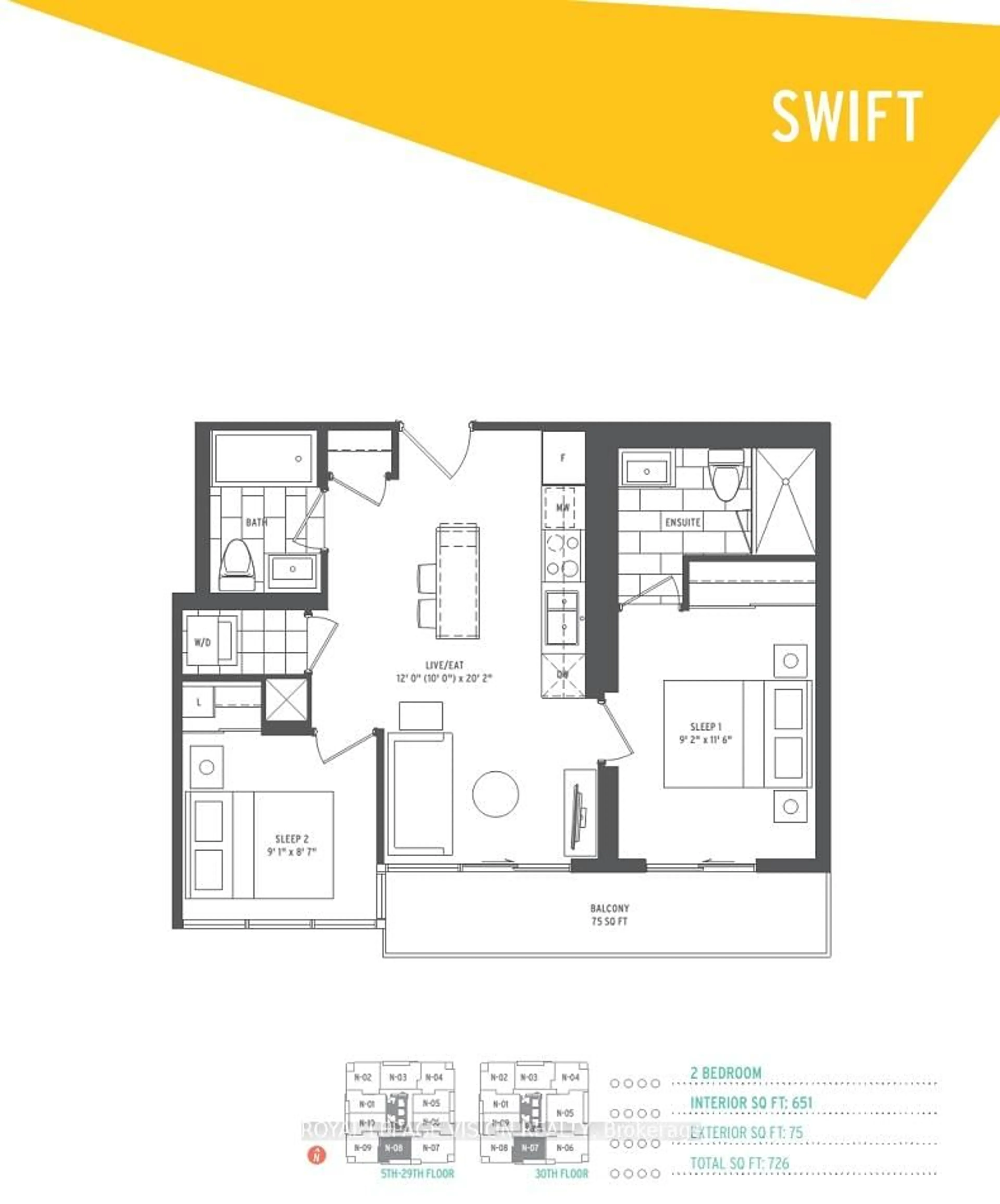 Floor plan for 6 Sonic Way #N1808, Toronto Ontario M3C 0P1