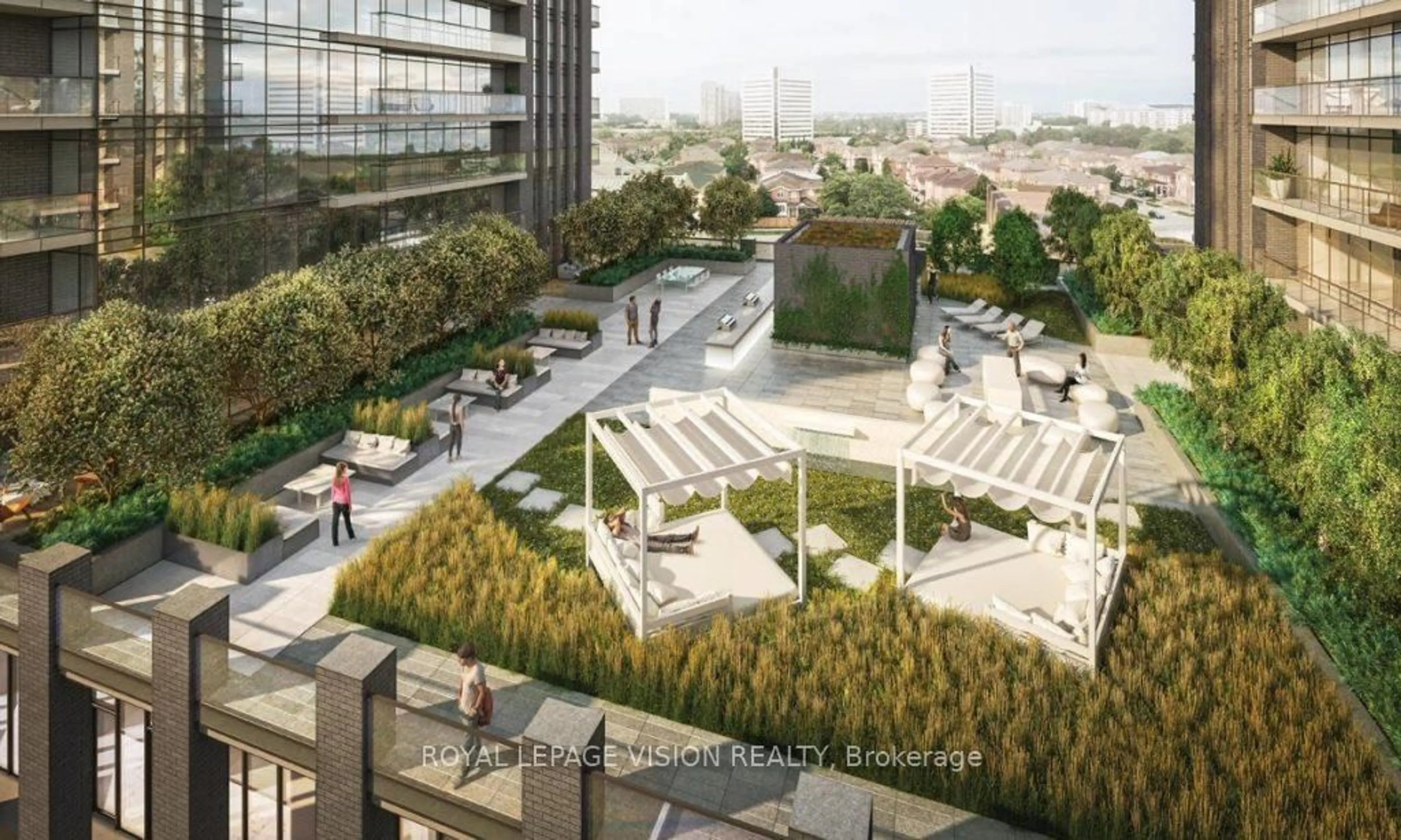 Patio, city buildings view from balcony for 6 Sonic Way #N1808, Toronto Ontario M3C 0P1