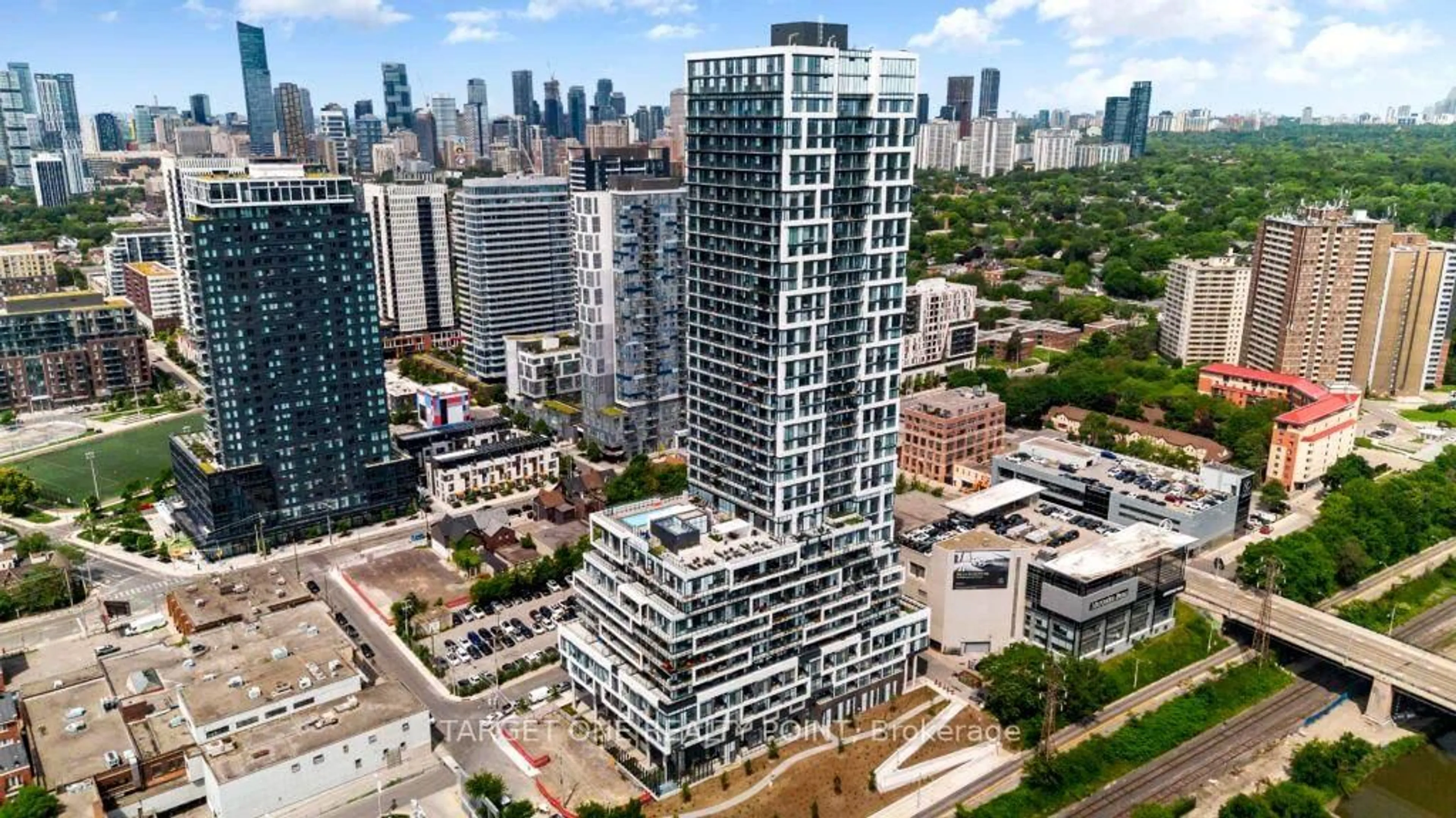 A pic from outside/outdoor area/front of a property/back of a property/a pic from drone, city buildings view from balcony for 5 Defries St #601, Toronto Ontario M5A 0W7