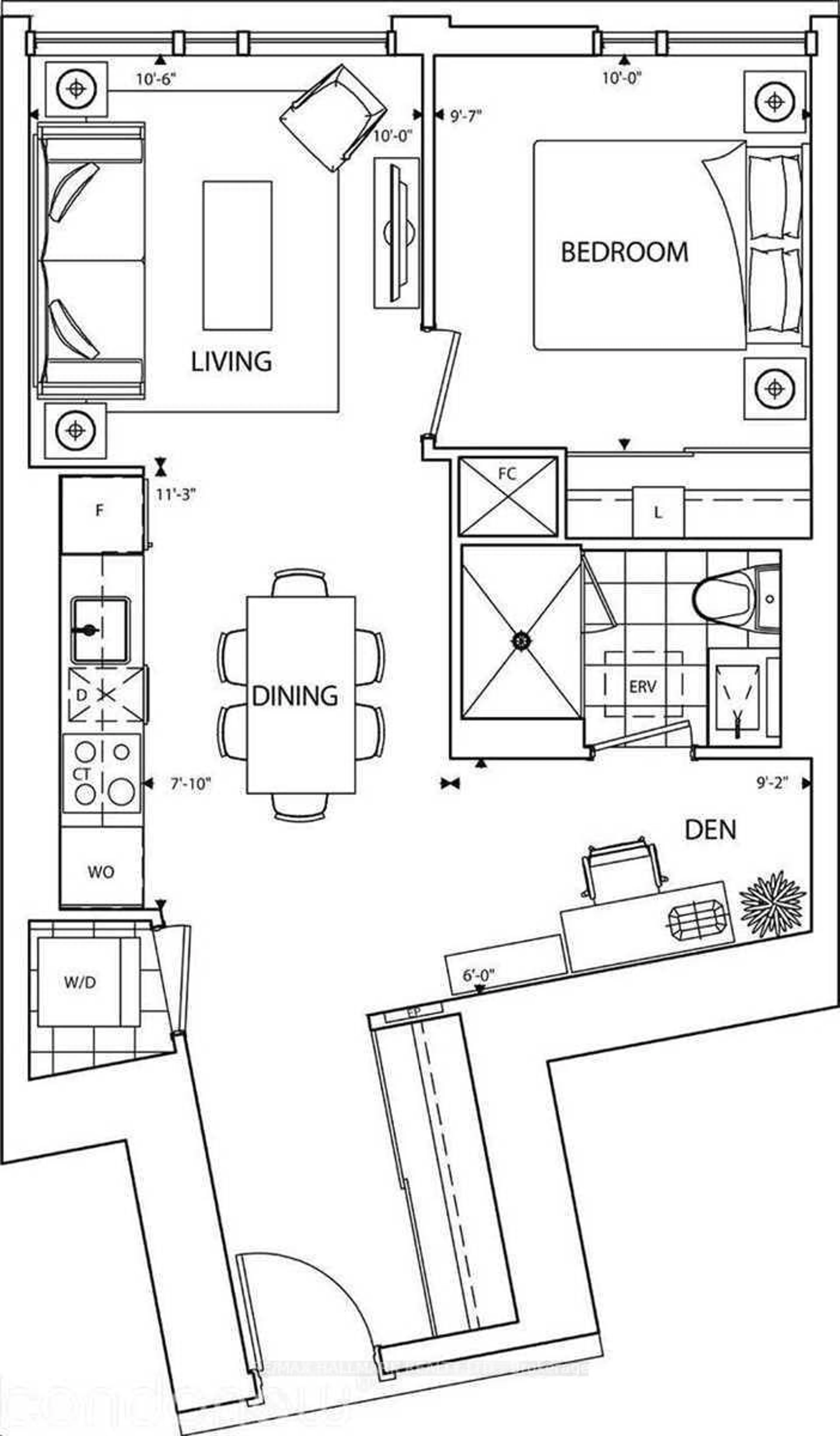 Floor plan for 10 York St #4107, Toronto Ontario M5J 0E1