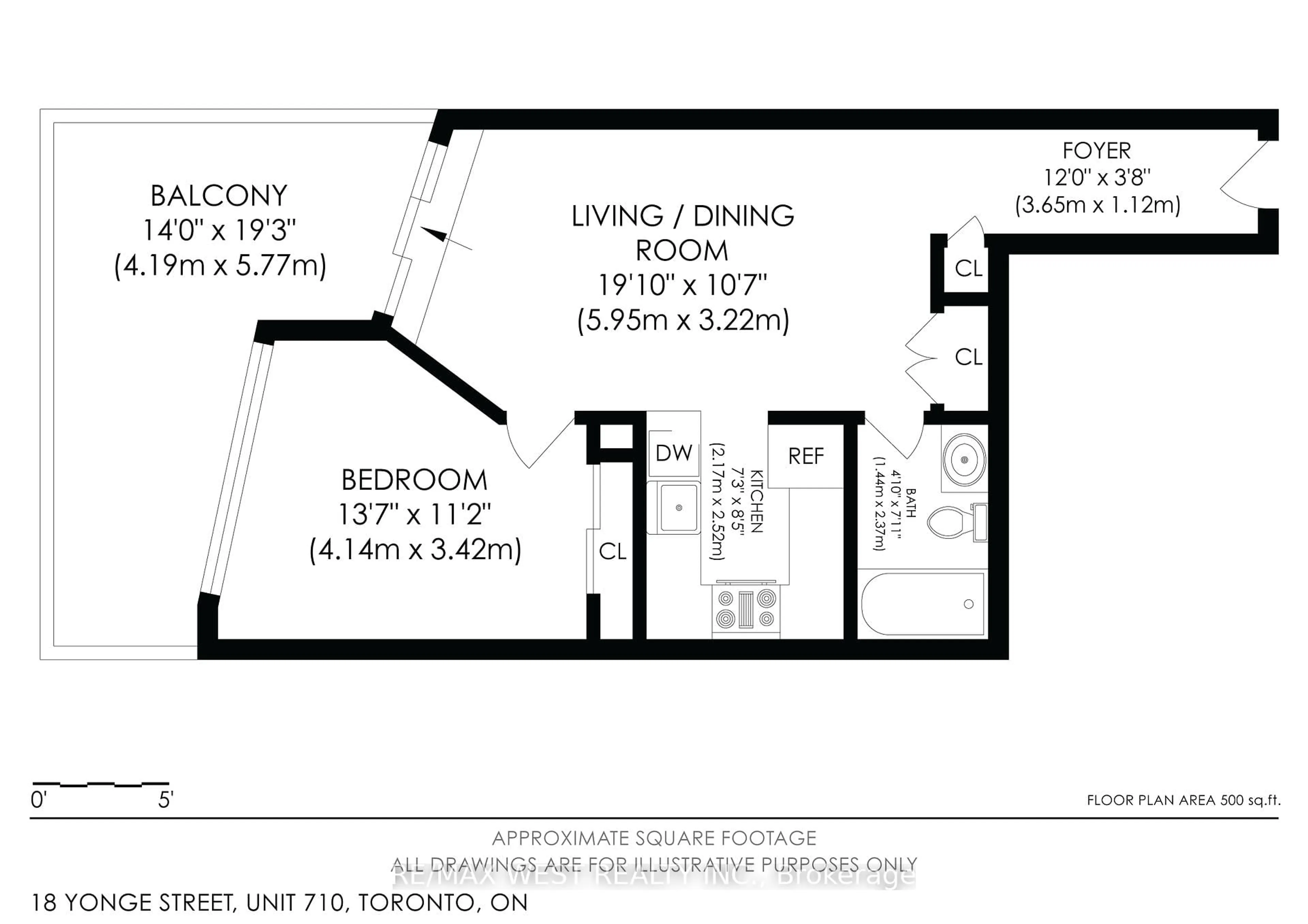 Floor plan for 18 Yonge St #710, Toronto Ontario M5M 3G5
