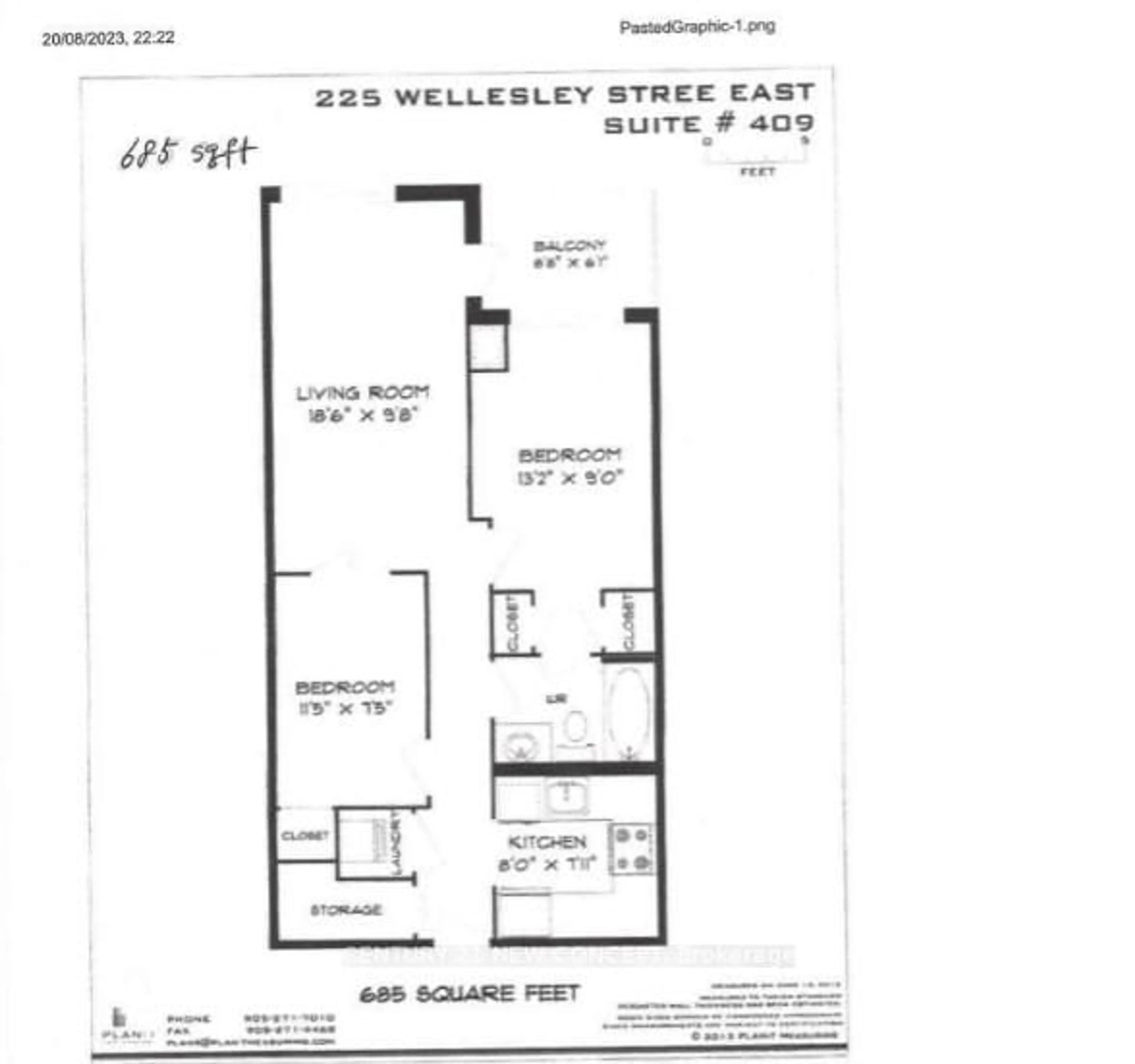 Floor plan for 225 Wellesley St #409, Toronto Ontario M4X 1X8