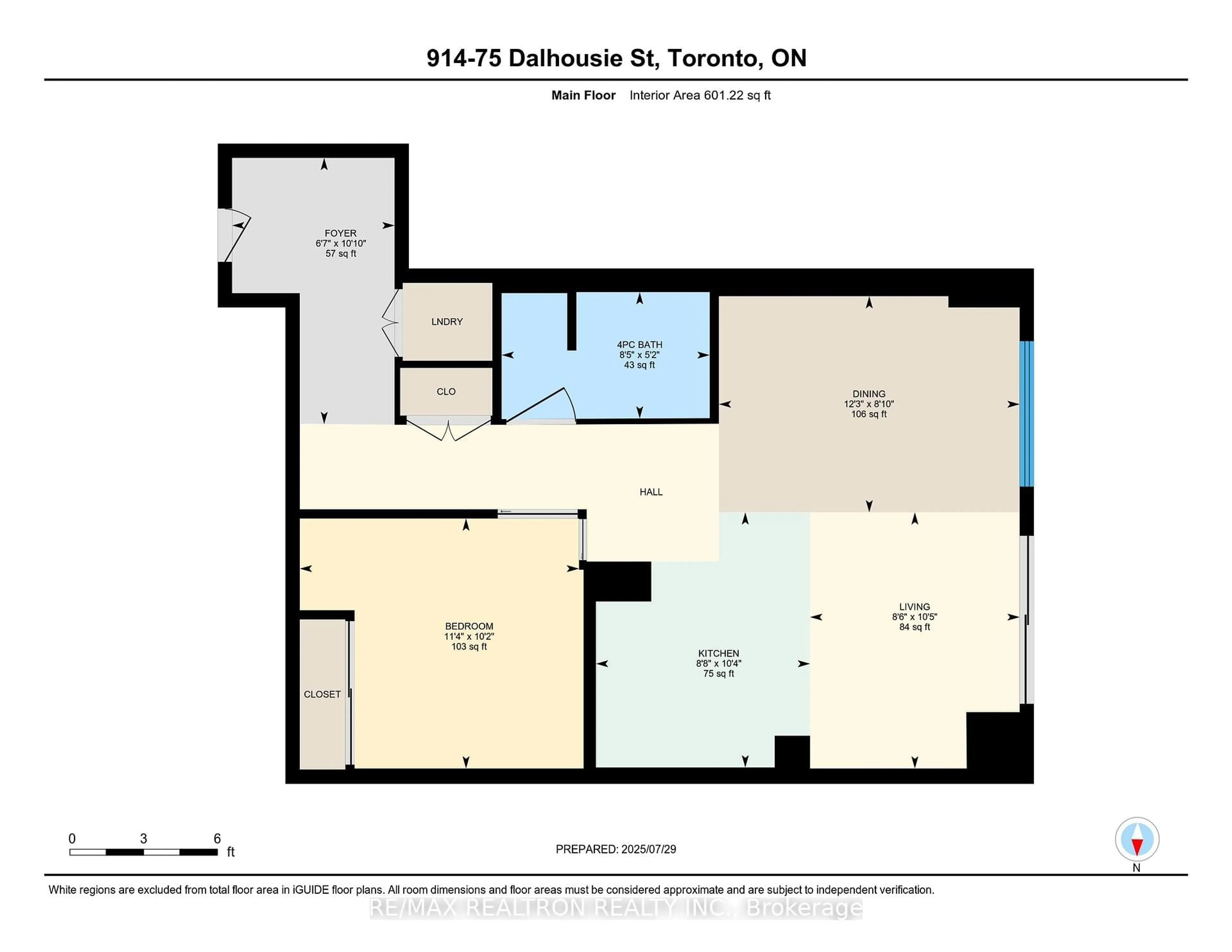 Floor plan for 75 Dalhousie St #914, Toronto Ontario M5B 2R9