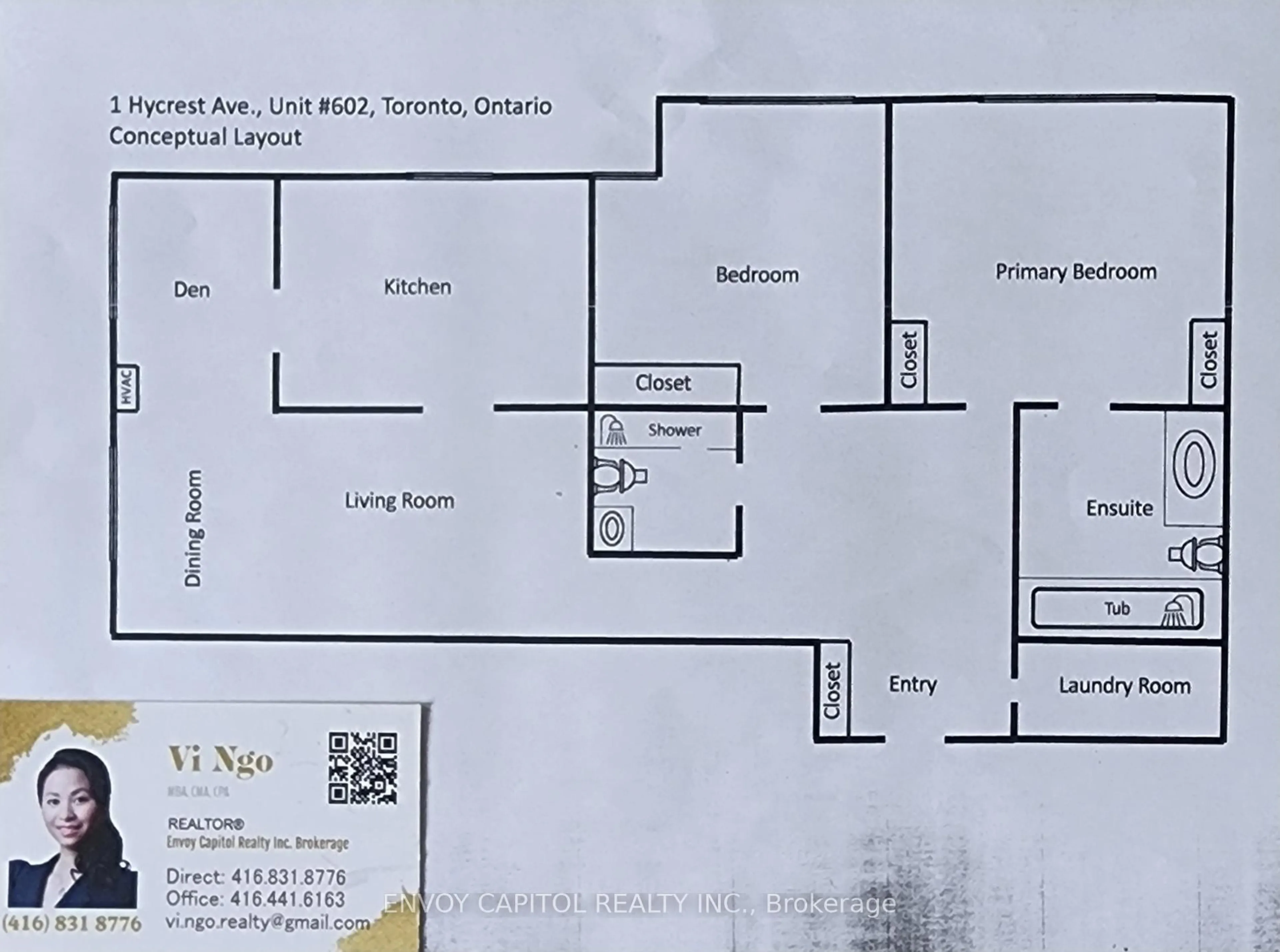 Floor plan for 1 Hycrest Ave #602, Toronto Ontario M2N 6V8